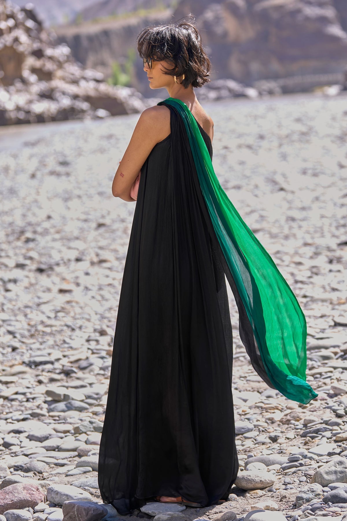 Ombré  Draped Sari Gown