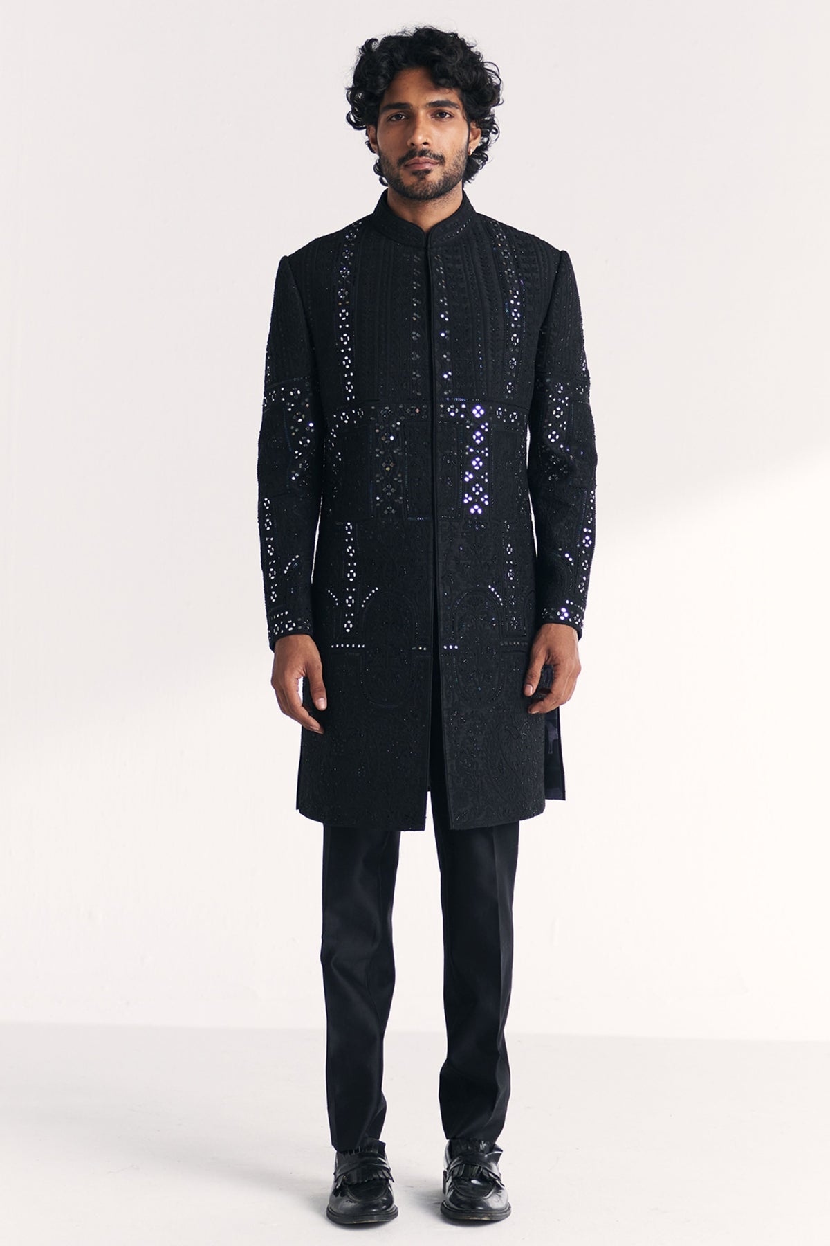 Kunj Black Achkan Set