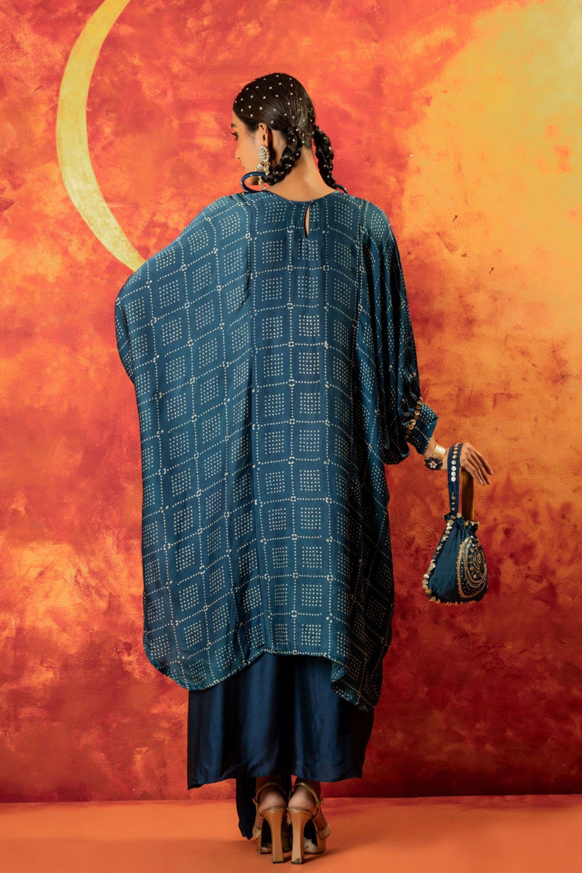 Sitara Indigo Ajrakh Kaftan Set