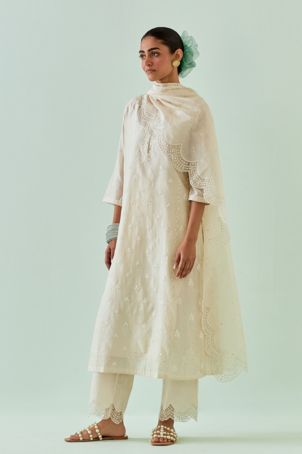 Off White Straight Kurta Set