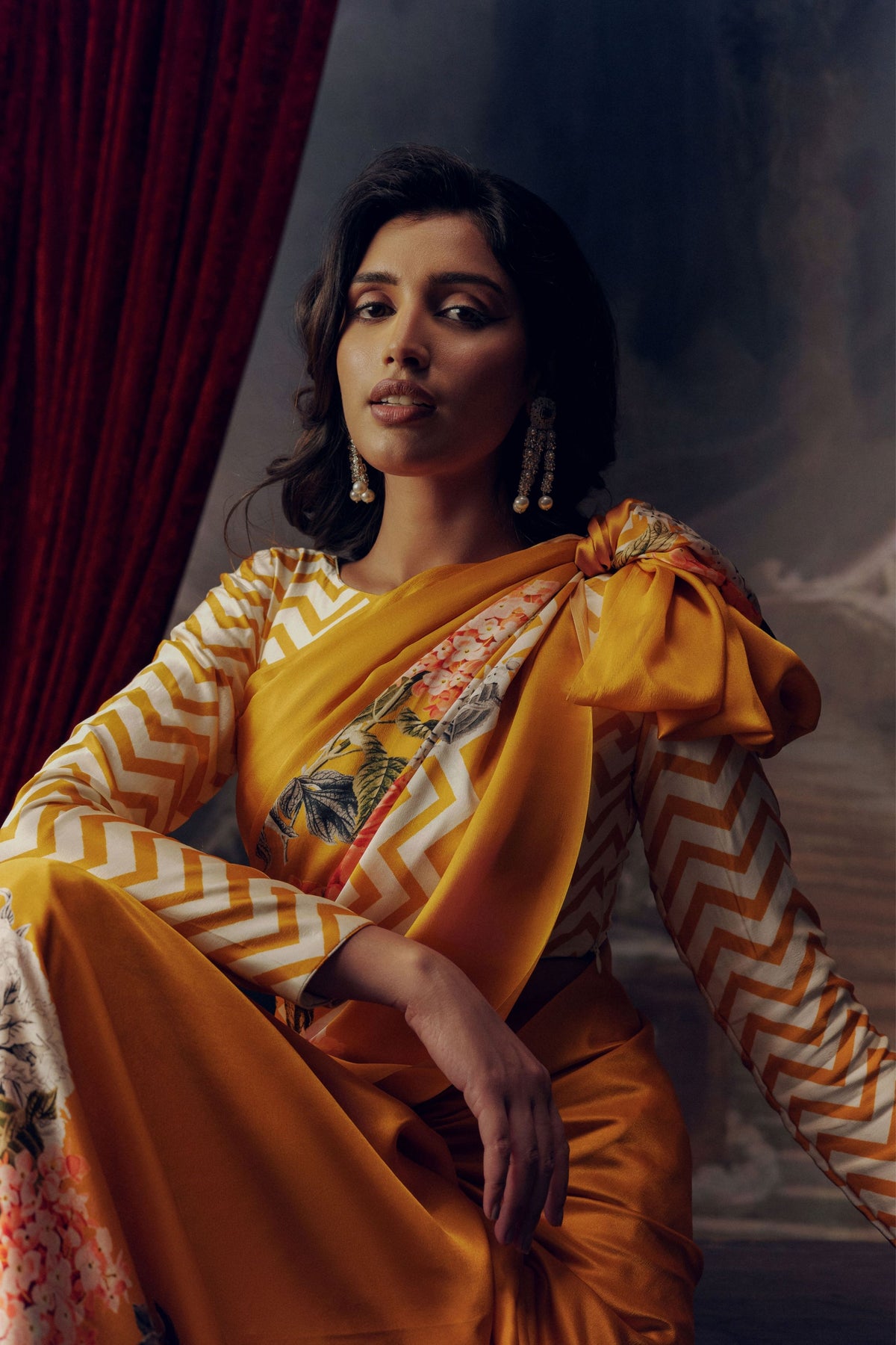 Rekha Saree in Tangerine