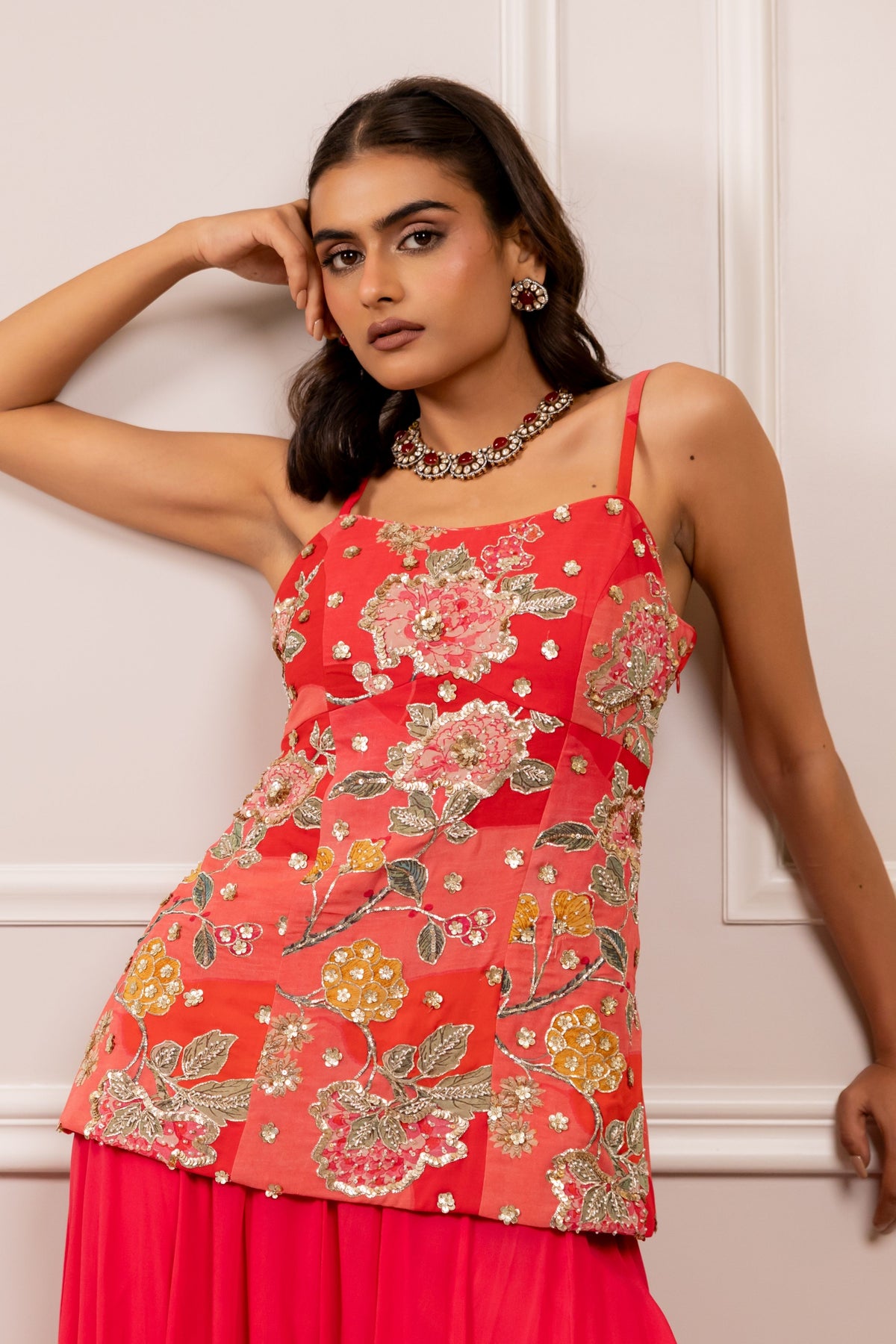 Miyu Red Sharara Set