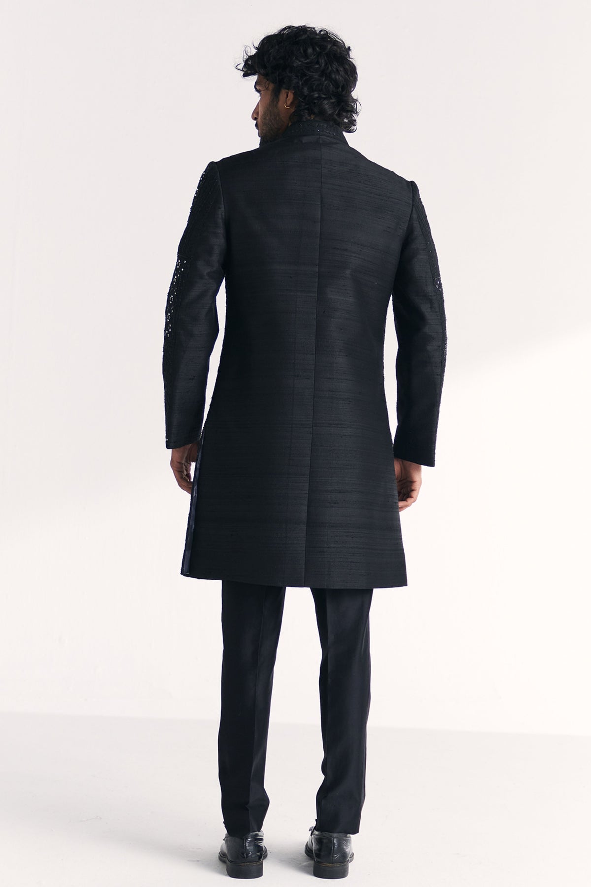 Kunj Black Achkan Set