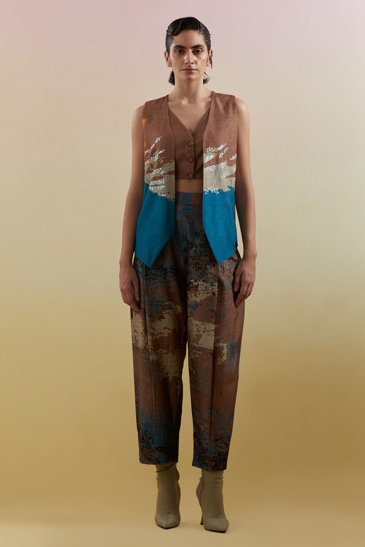 Gliss Brown & Blue Co-ord Set