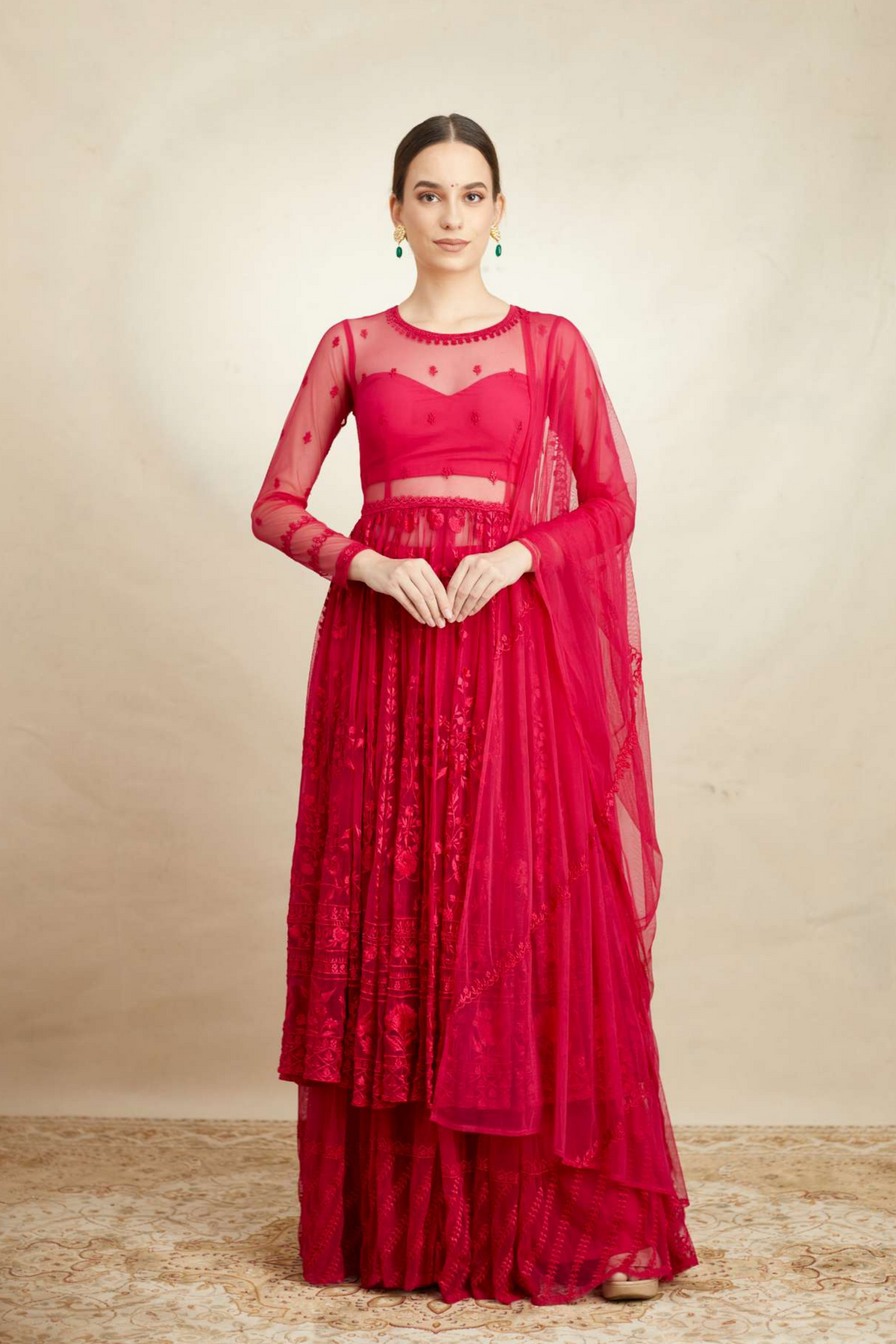 Hot Pink Thread Sharara Set