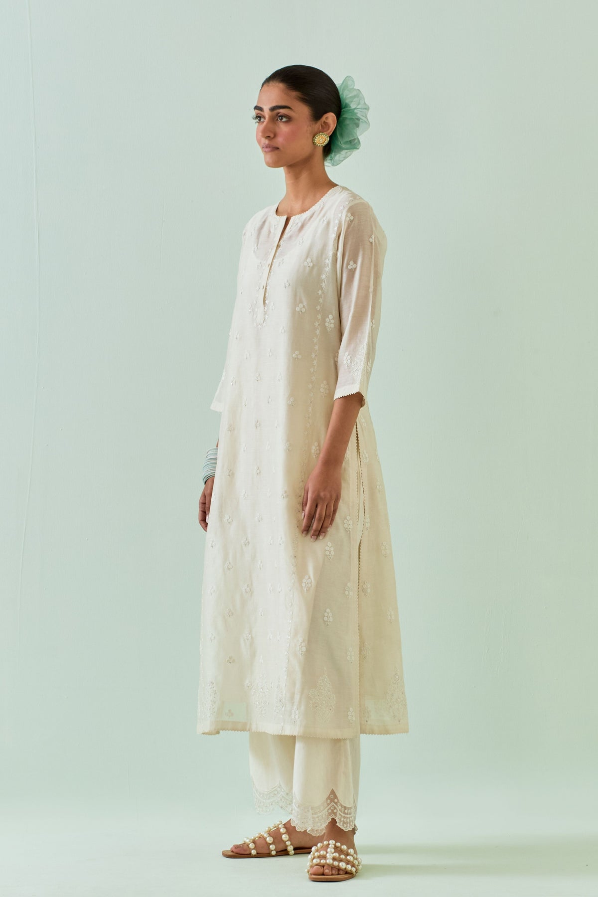 Off White Straight Kurta Set