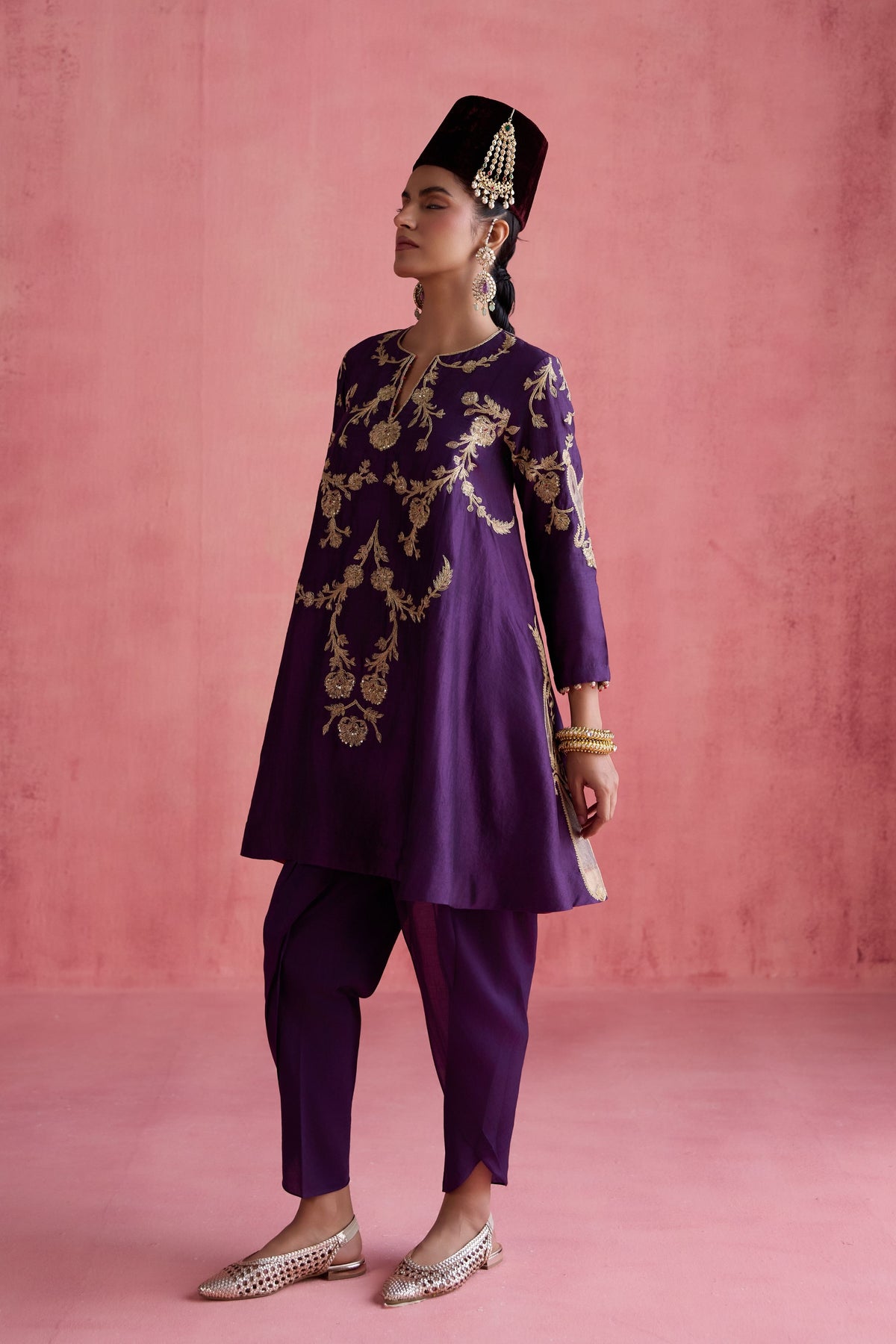 Nargis Purple Dhoti Set