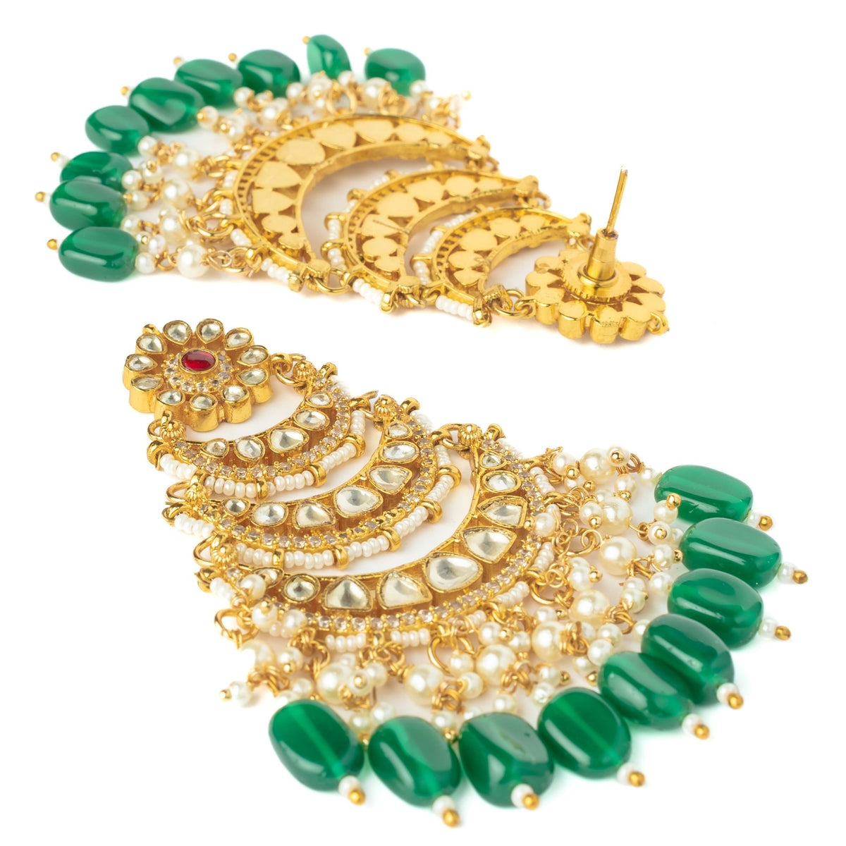 Gold Plated Green Earrings