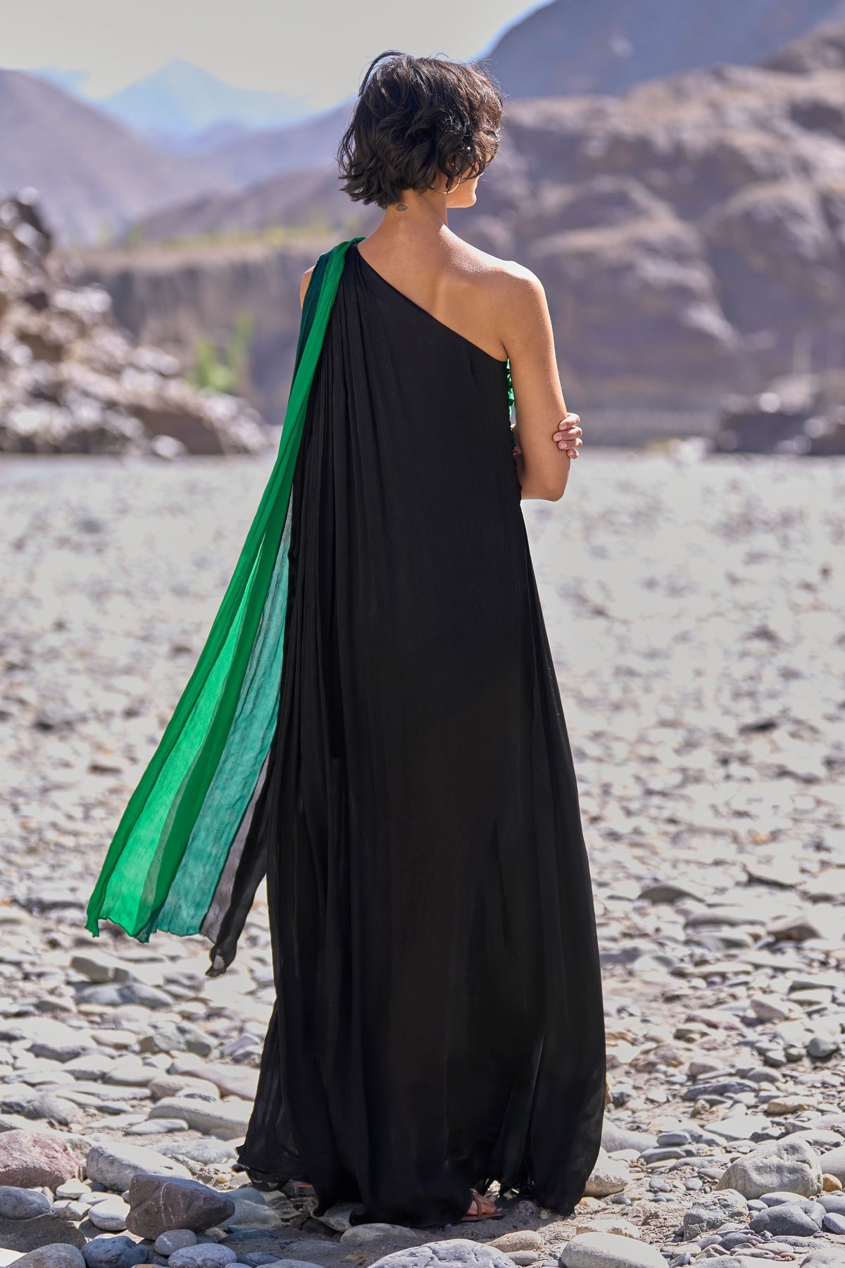 Ombré  Draped Sari Gown