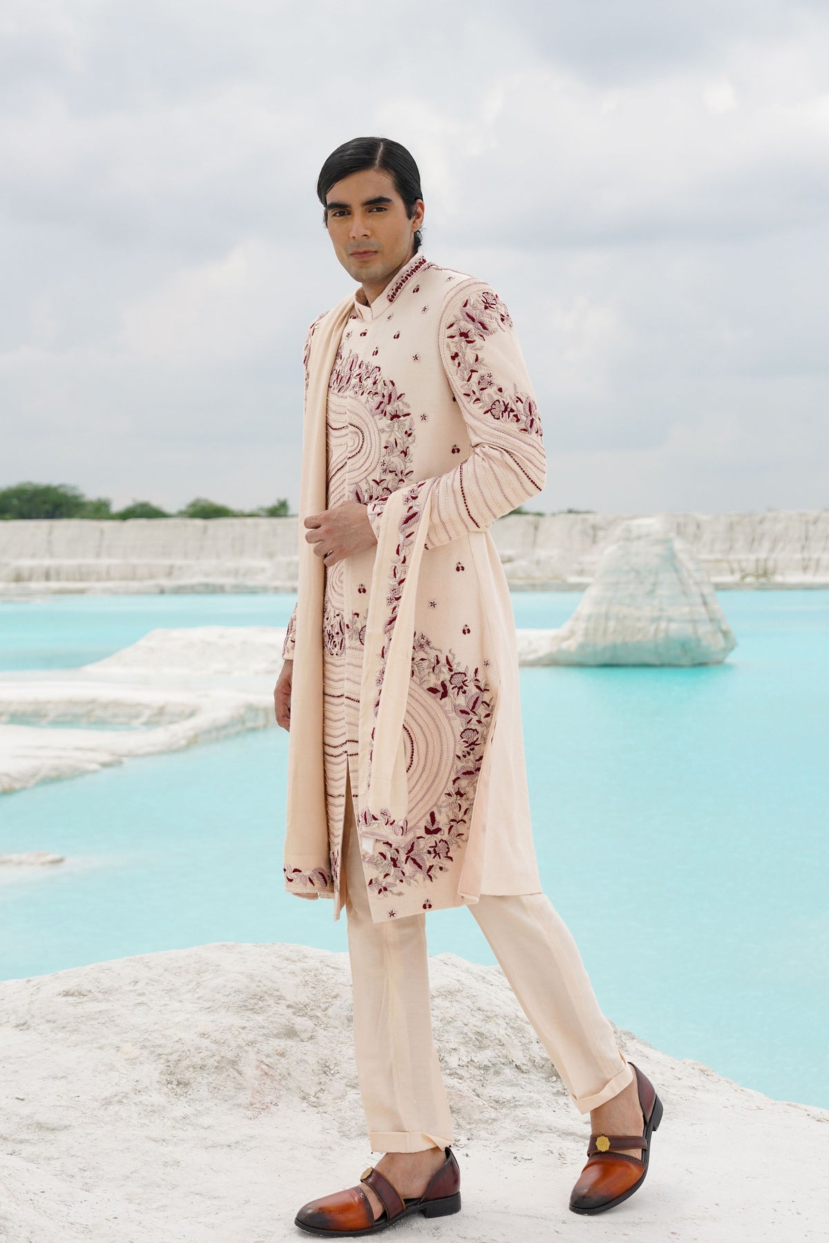 Off White Sherwani Set
