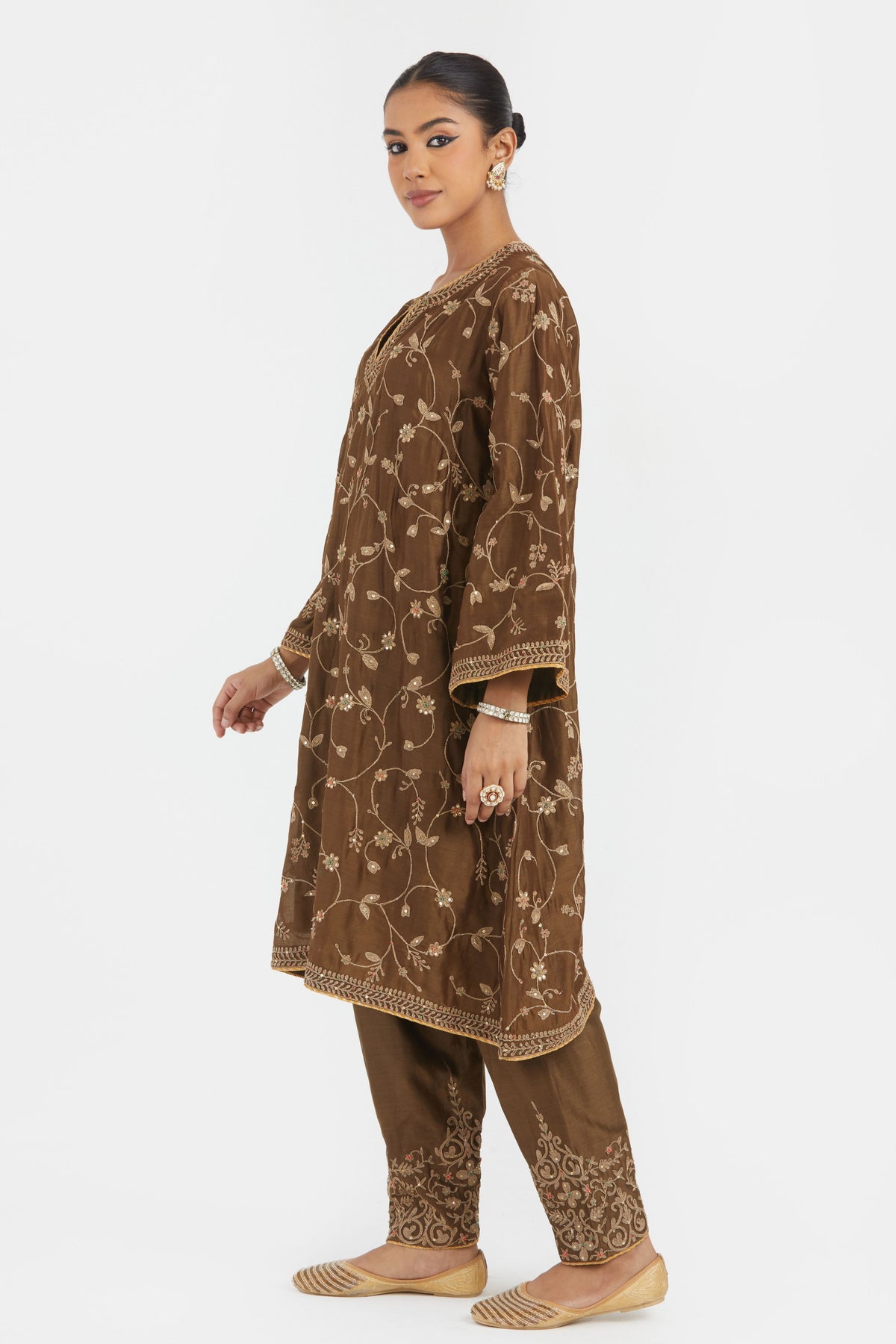 Olive A-line Kurta Set