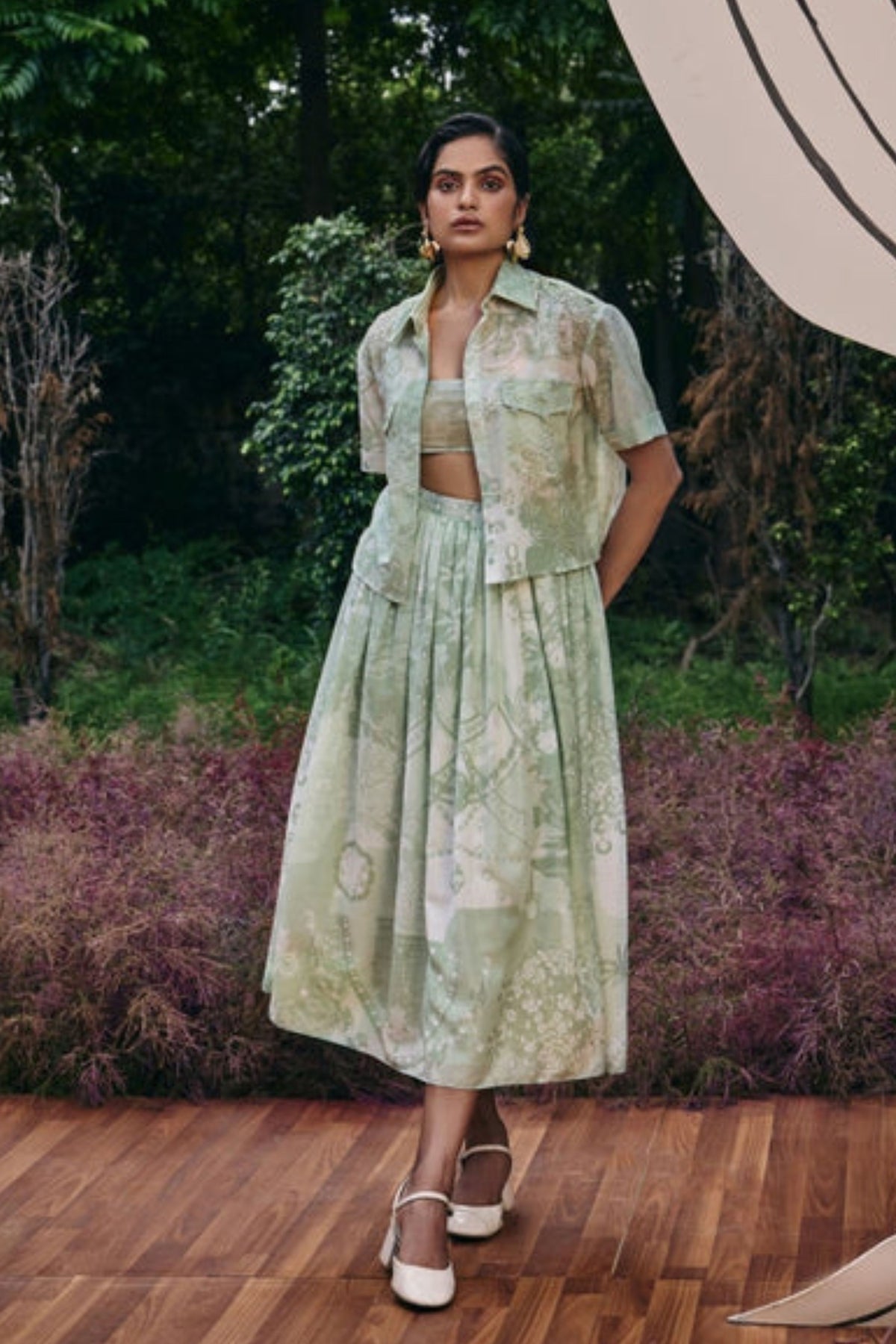 Treasure Classic Shirt and Pleated Midi Skirt