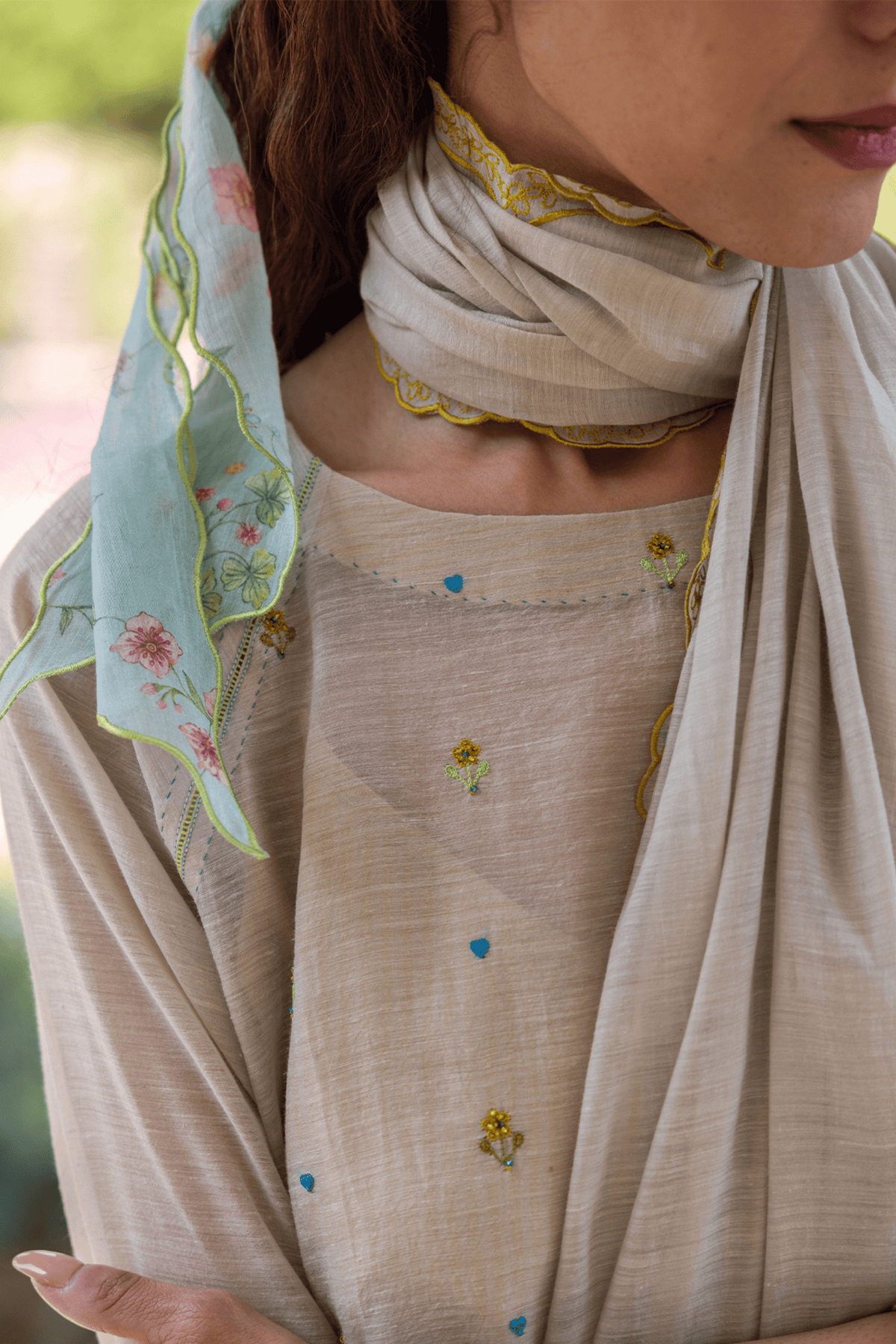Enchanted Meadow Beige Kurta Set