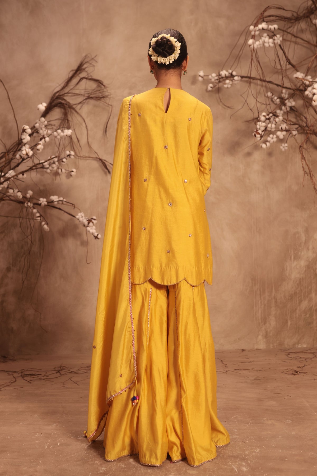 Lotus Yoke Yellow Sharara Set