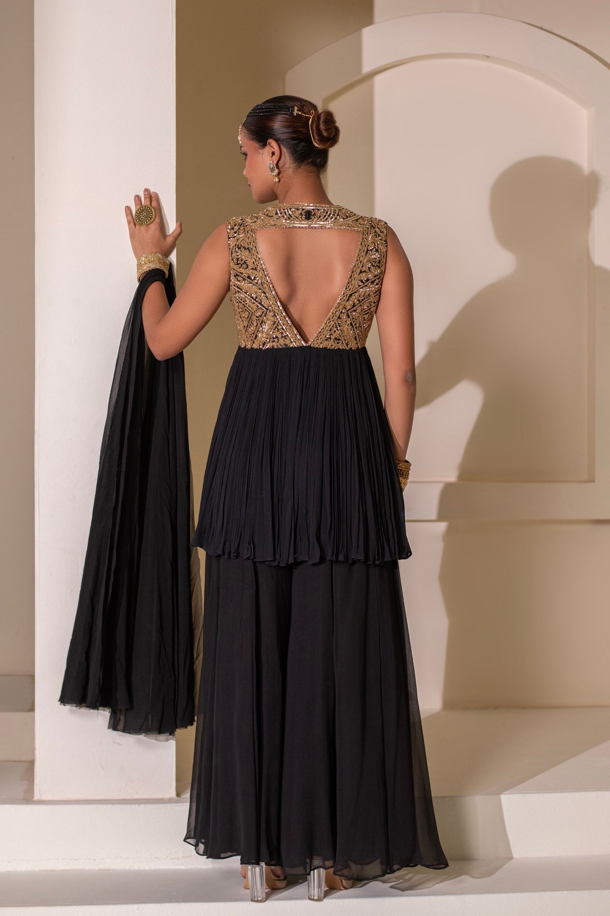 Black  Embellished Sharara Set