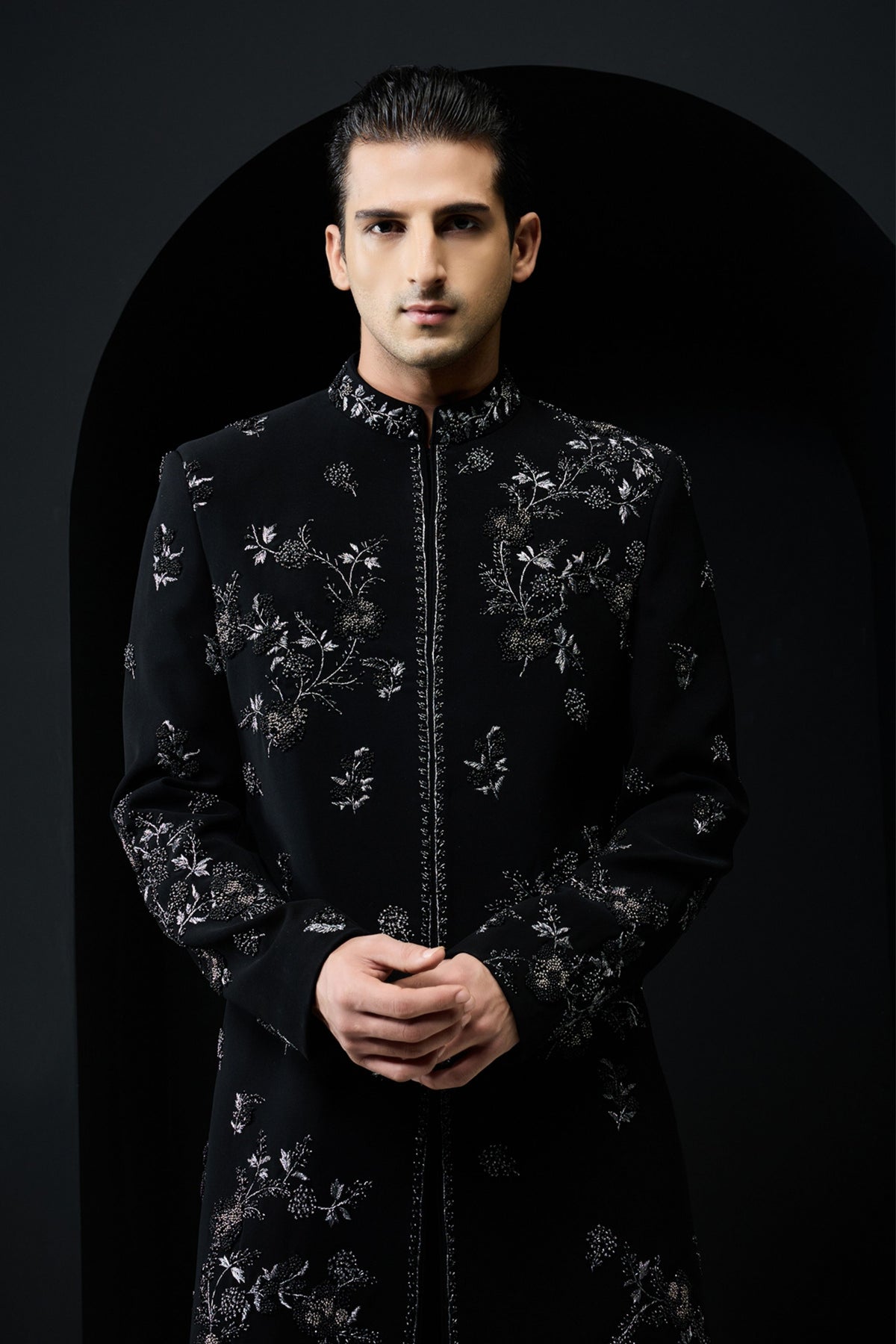 Black Embellishment Jacket Set