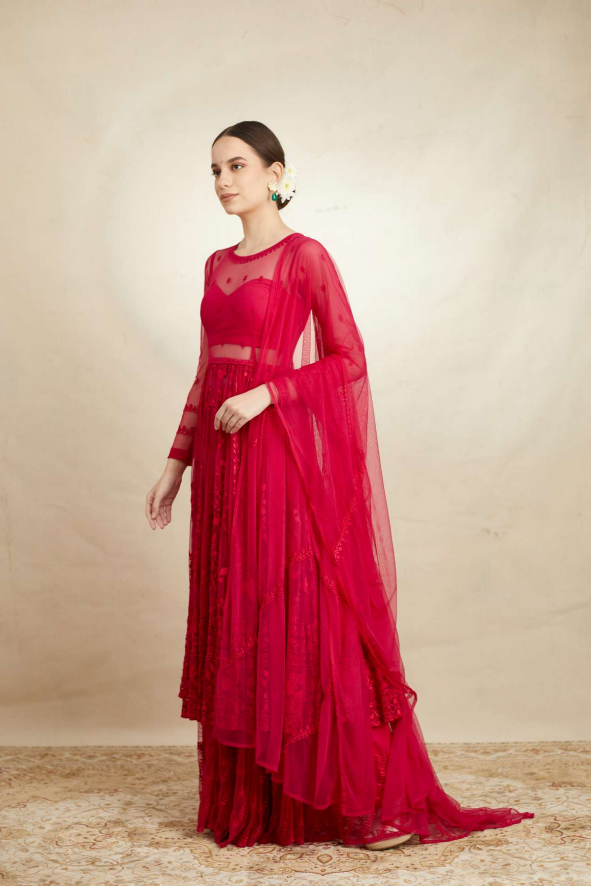 Hot Pink Thread Sharara Set