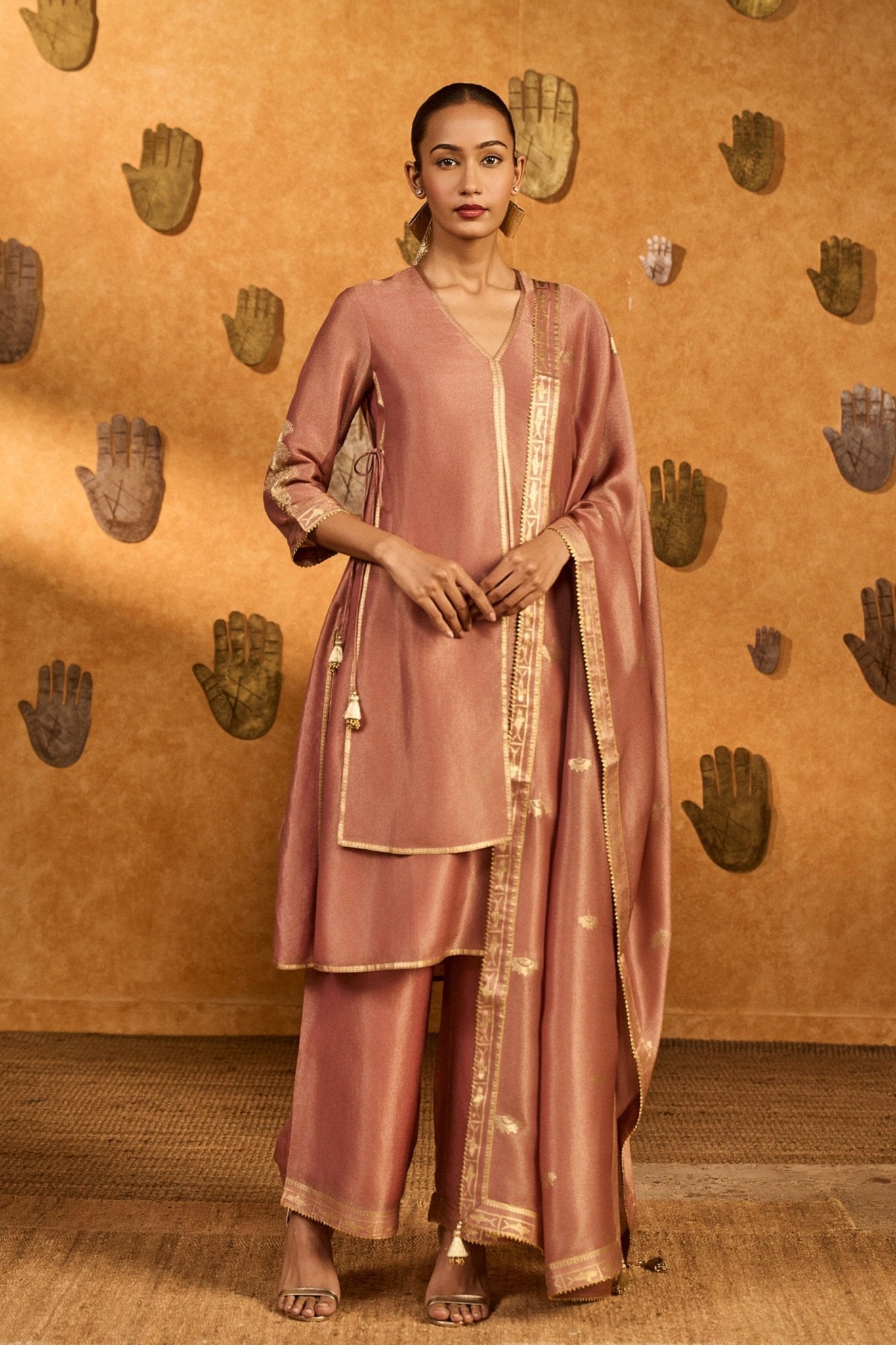 Mauve Tea Blossom Kurta Set - Masaba - Elahe