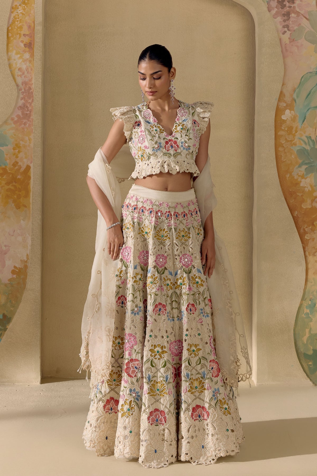 Ivory Floral Bloom Lehenga