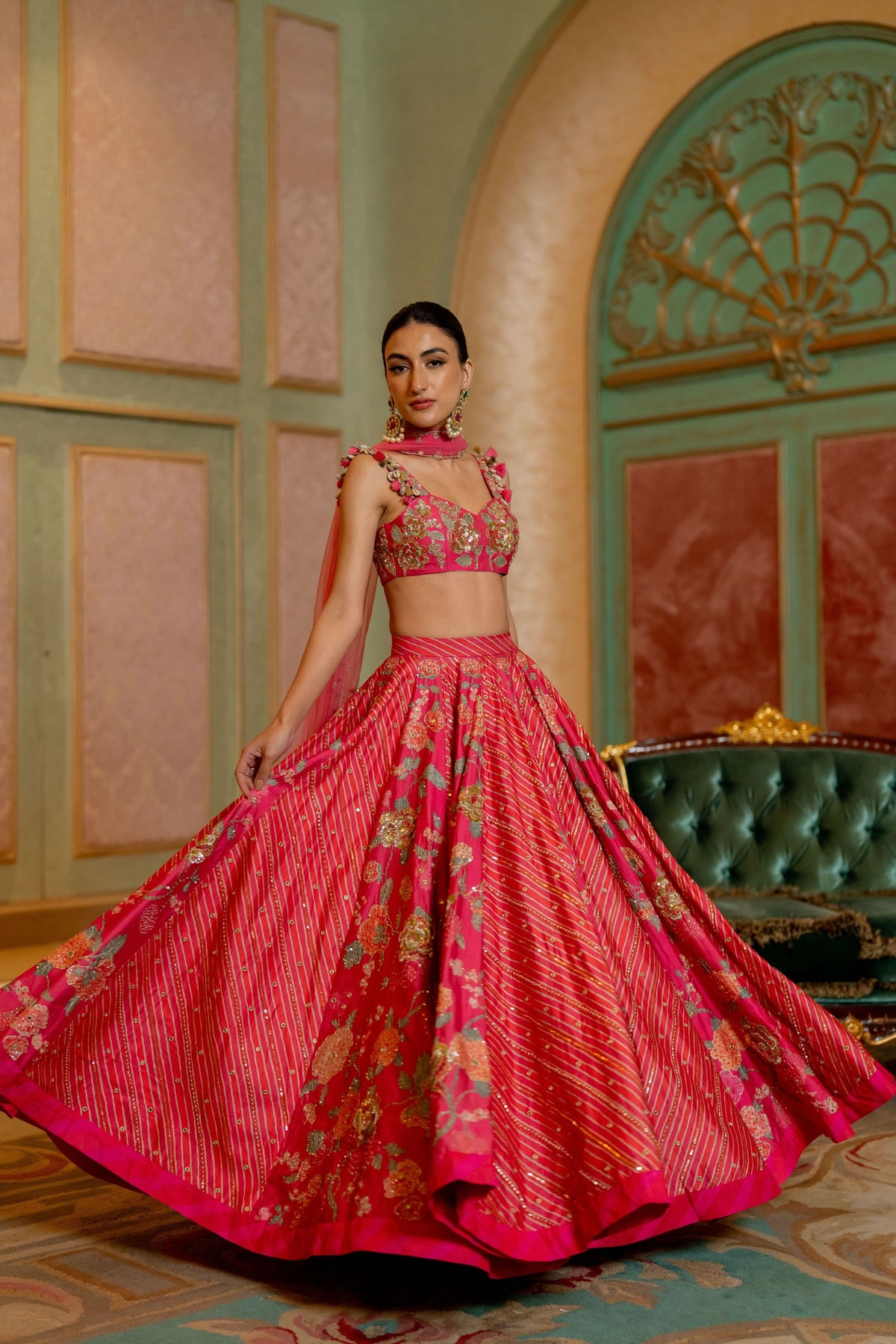 Blooming Floral Printed Lehenga Set.