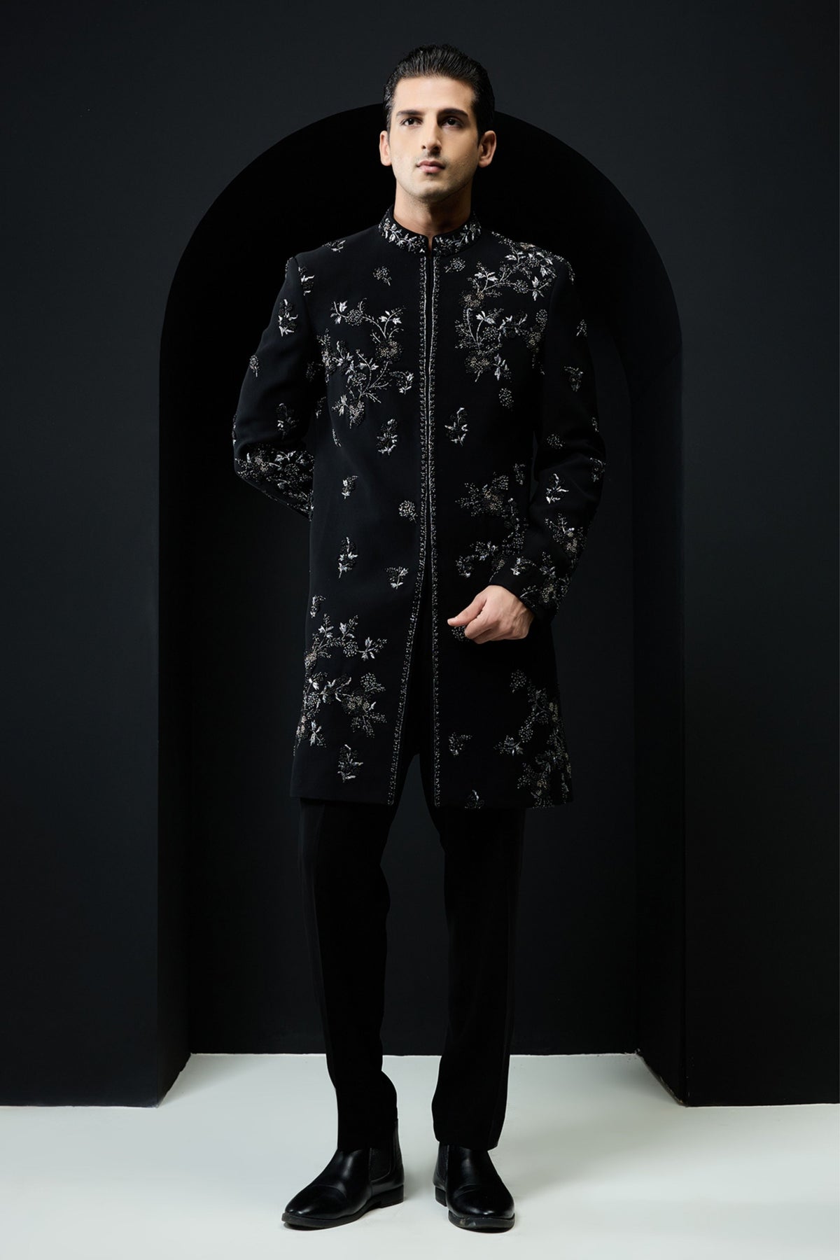 Black Embellishment Jacket Set