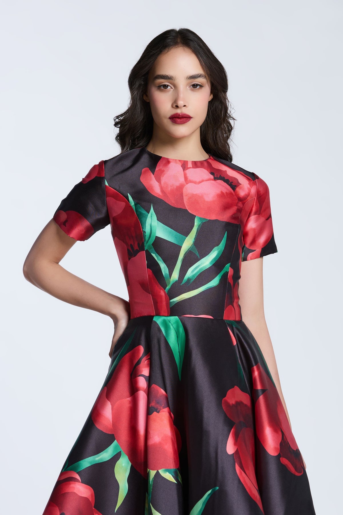 Floral Red Flat Midi