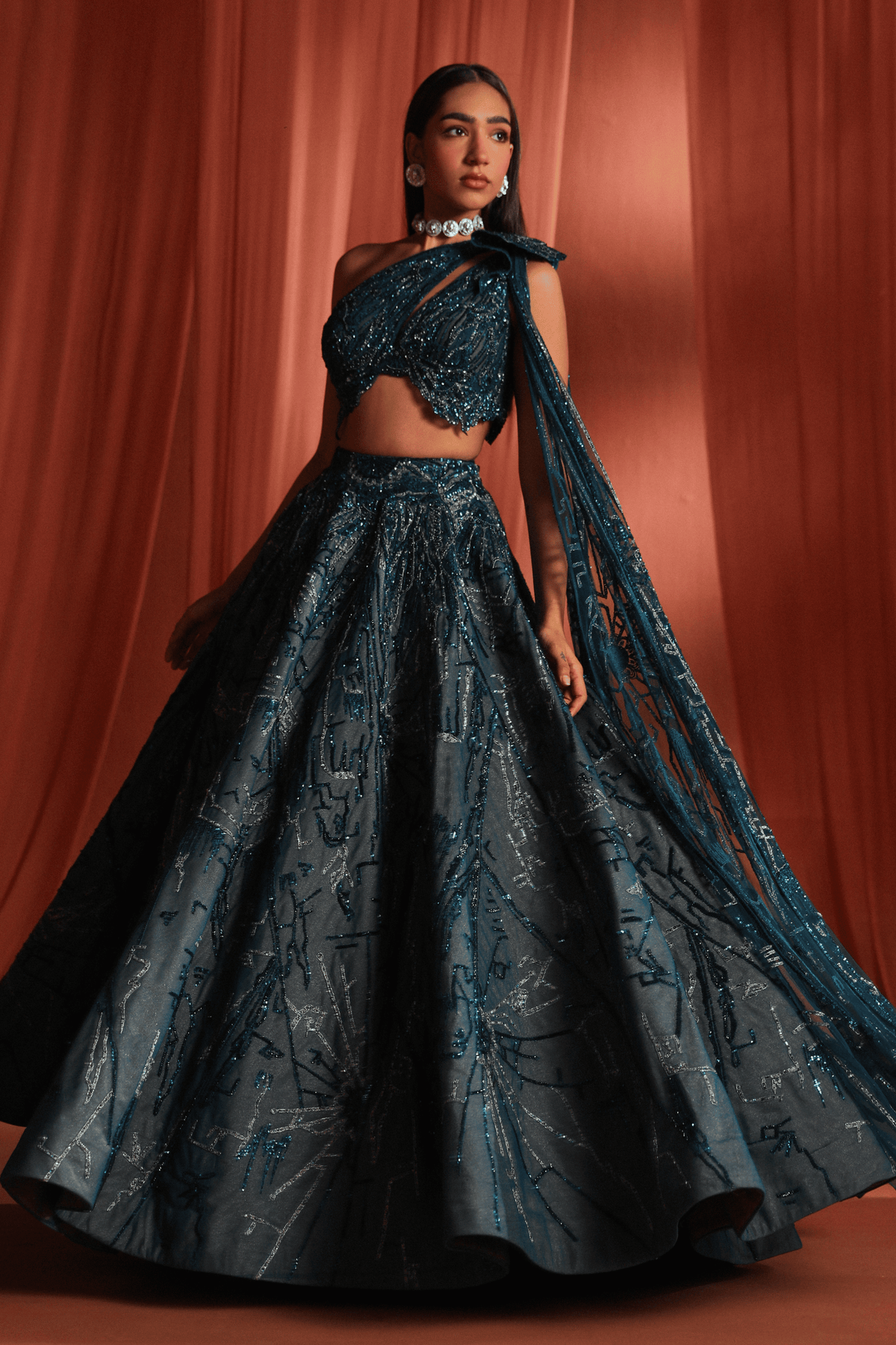 Teal Bloom Lehenga