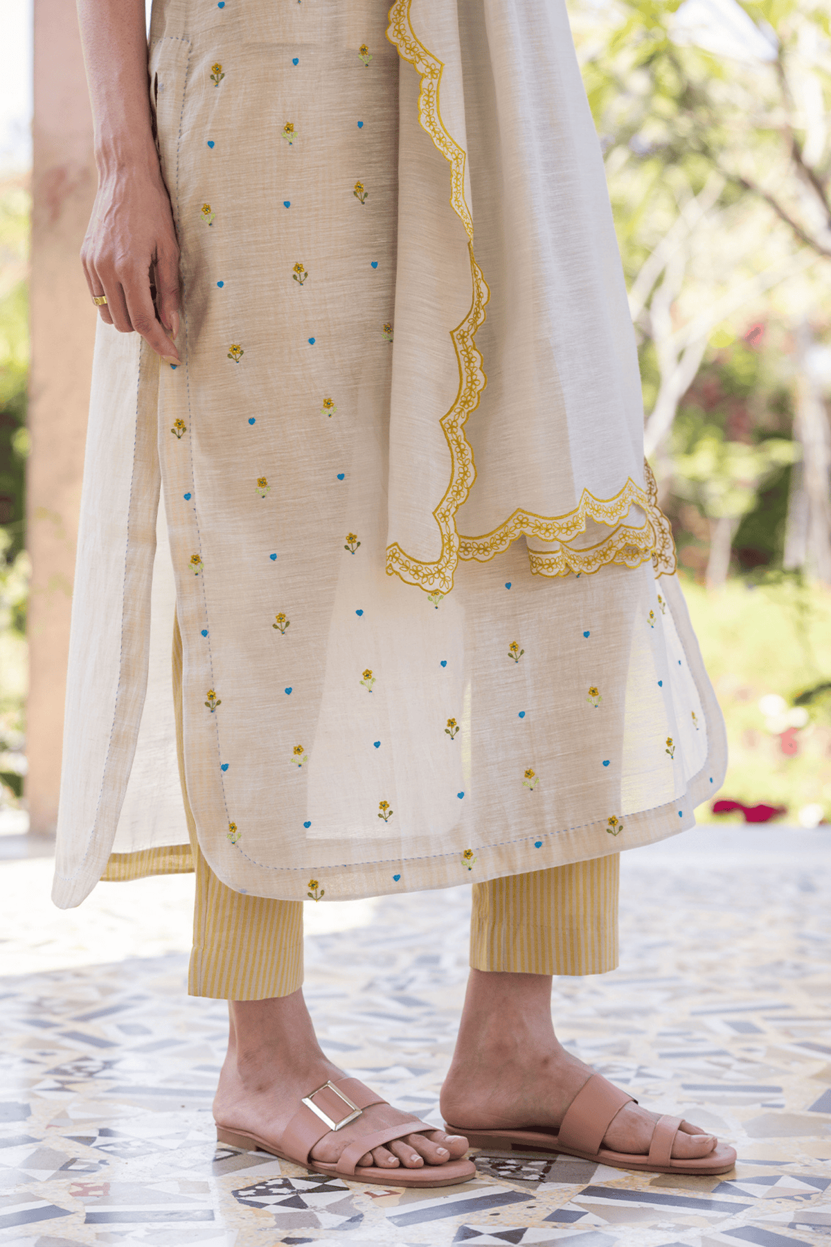 Enchanted Meadow Beige Kurta Set