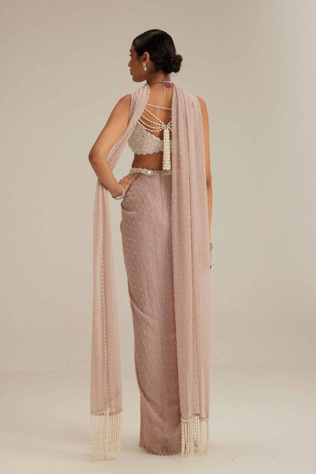 Satin Draped Skirt Set
