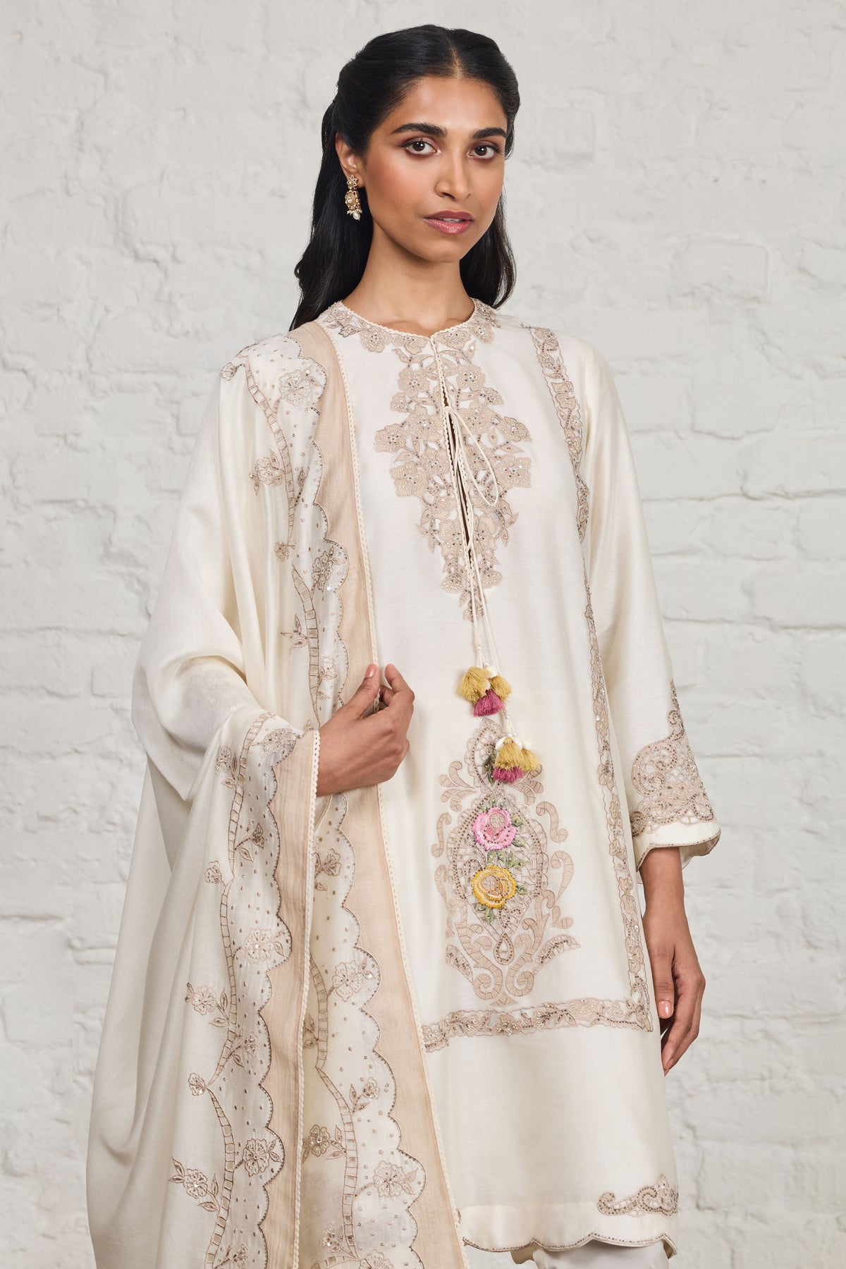Off-white Long Kurta Set