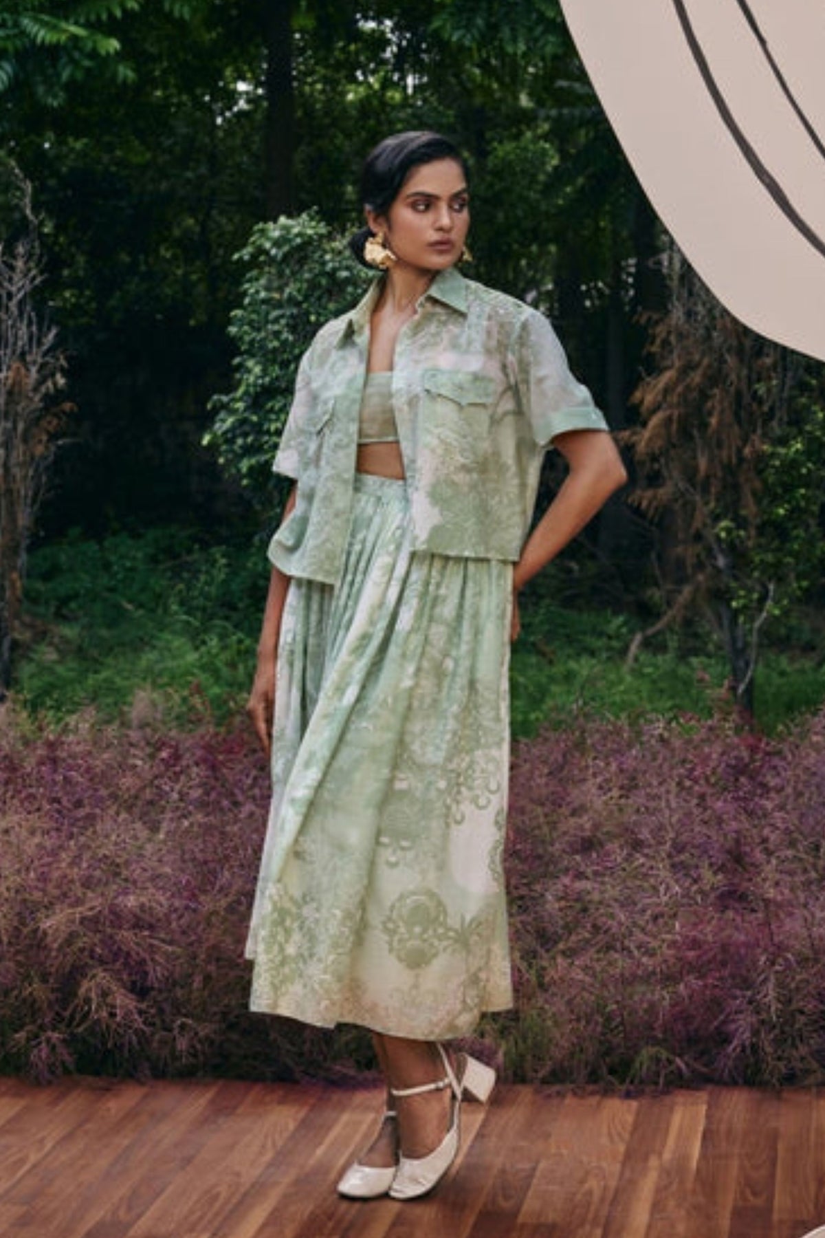 Treasure Classic Shirt and Pleated Midi Skirt