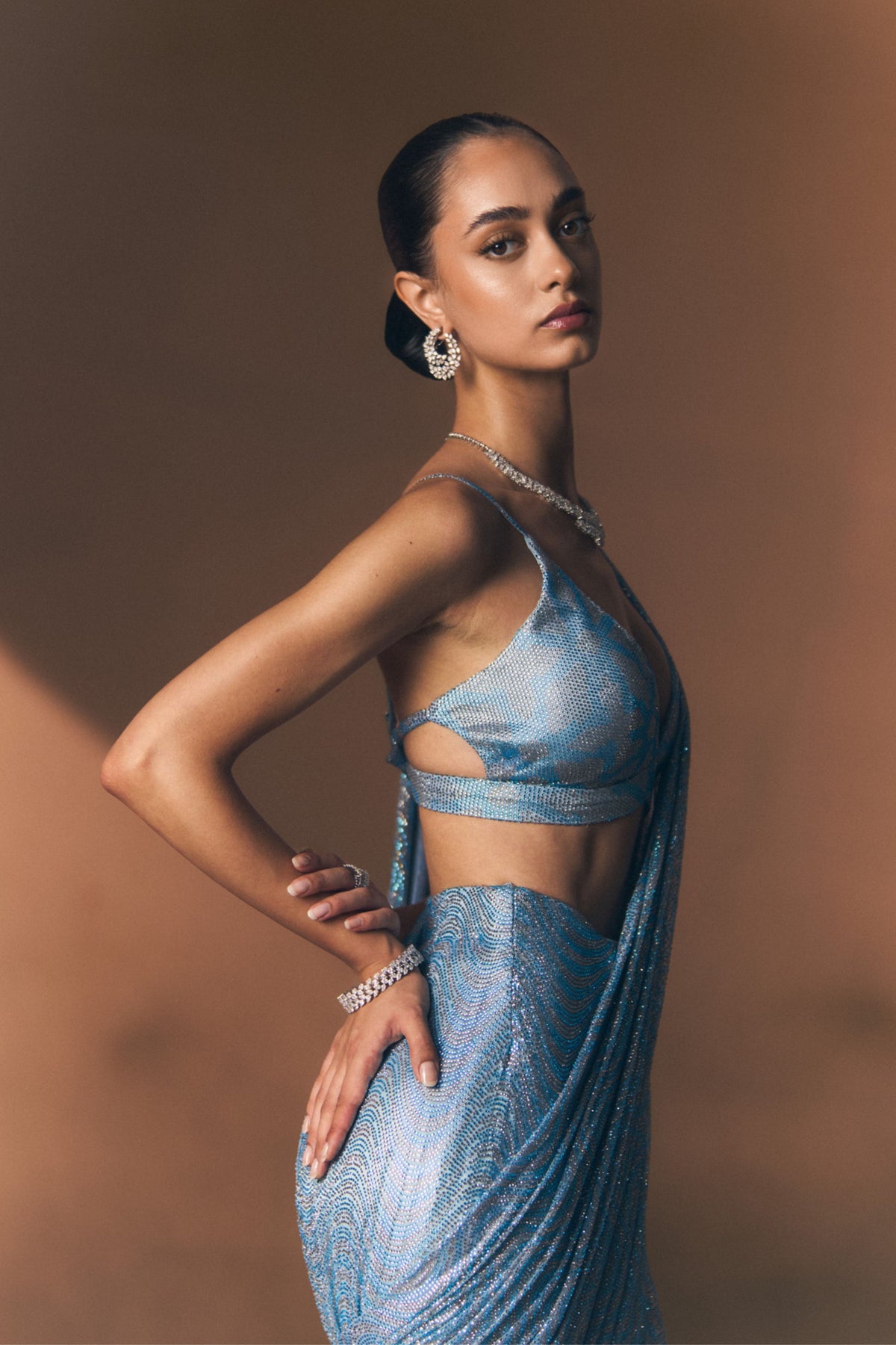 Cobalt Drape Saree Set
