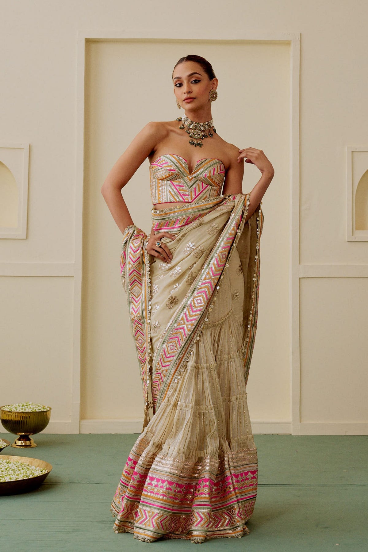 Zehn Draped Saree Set