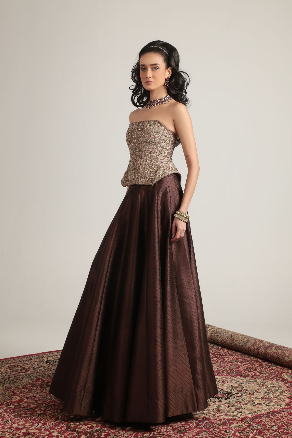 Corset Quilted Lehenga Set