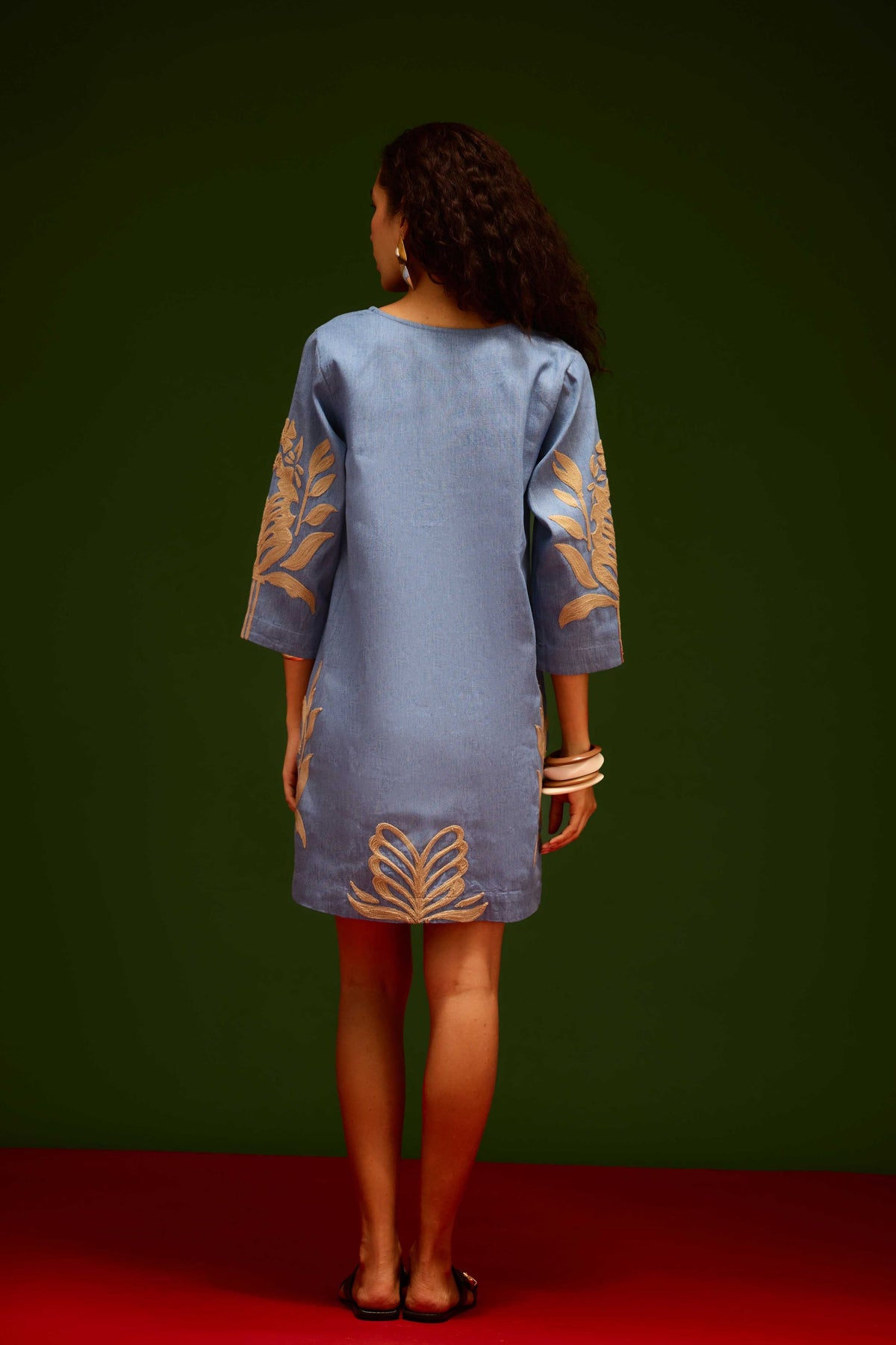 Blue Cotton Shift Dress