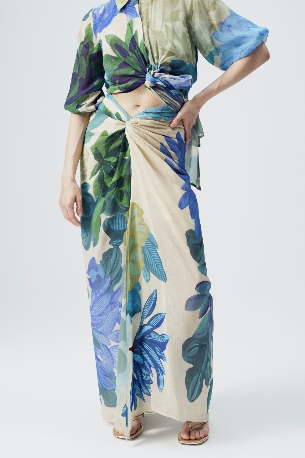 Garden Party Tie up Top and Skirt Set