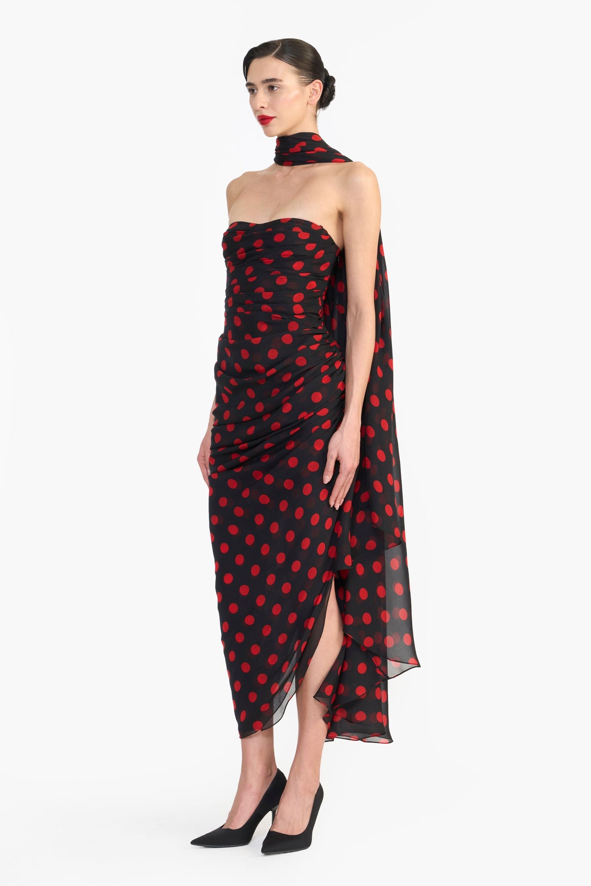 Corseted Pencil Dress With Scarf