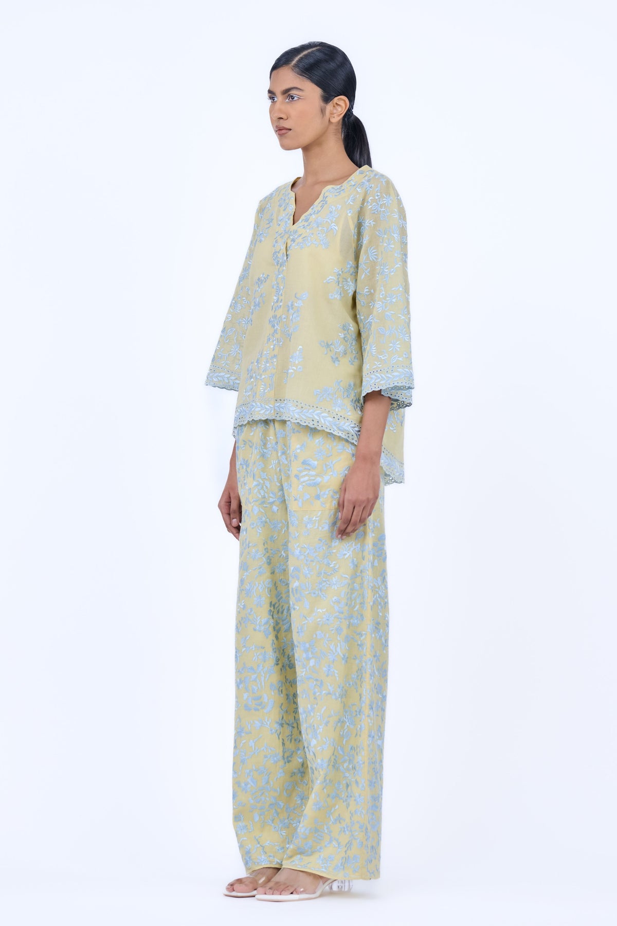 Yellow &amp; Blue Threadwork Top