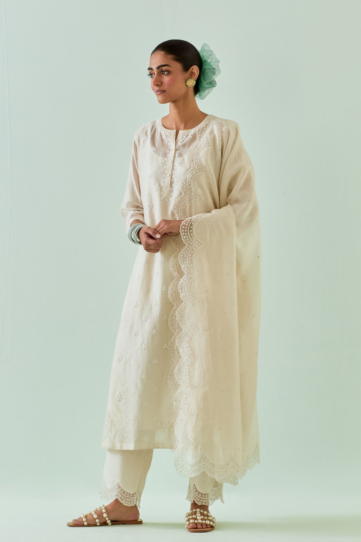Off White Straight Kurta Set