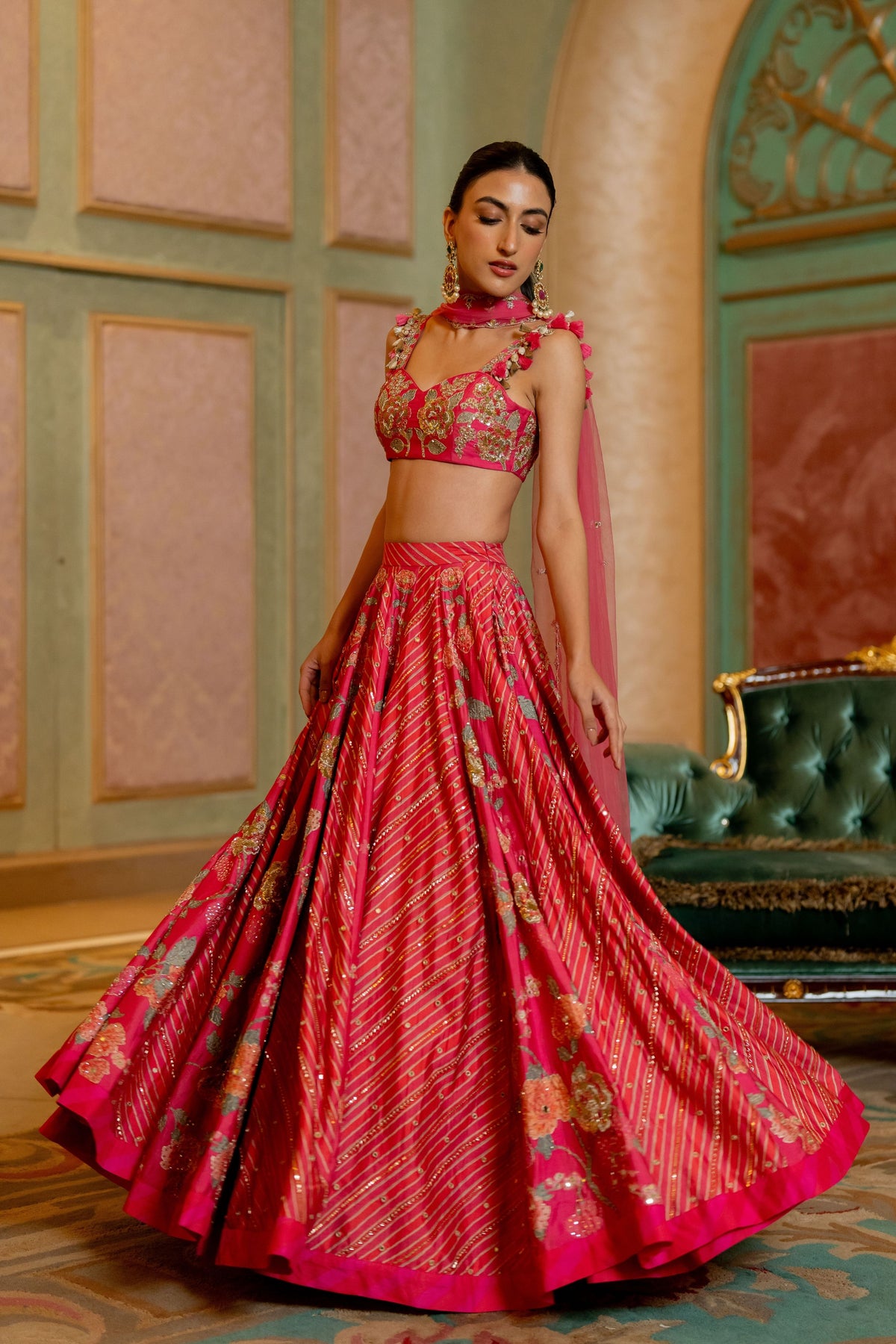 Blooming Floral Printed Lehenga Set.