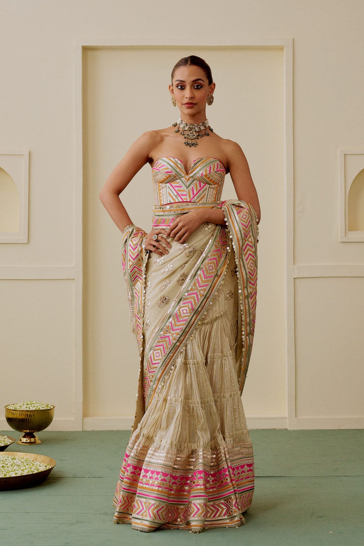 Zehn Draped Saree Set