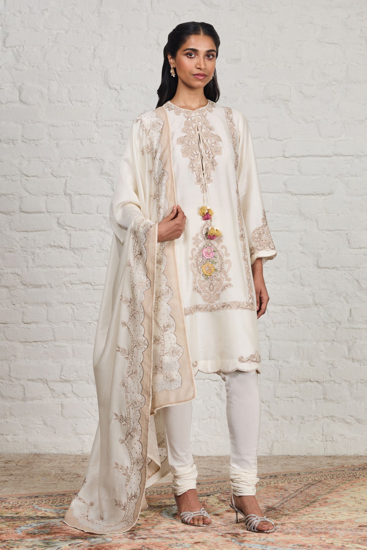 Off-white Long Kurta Set