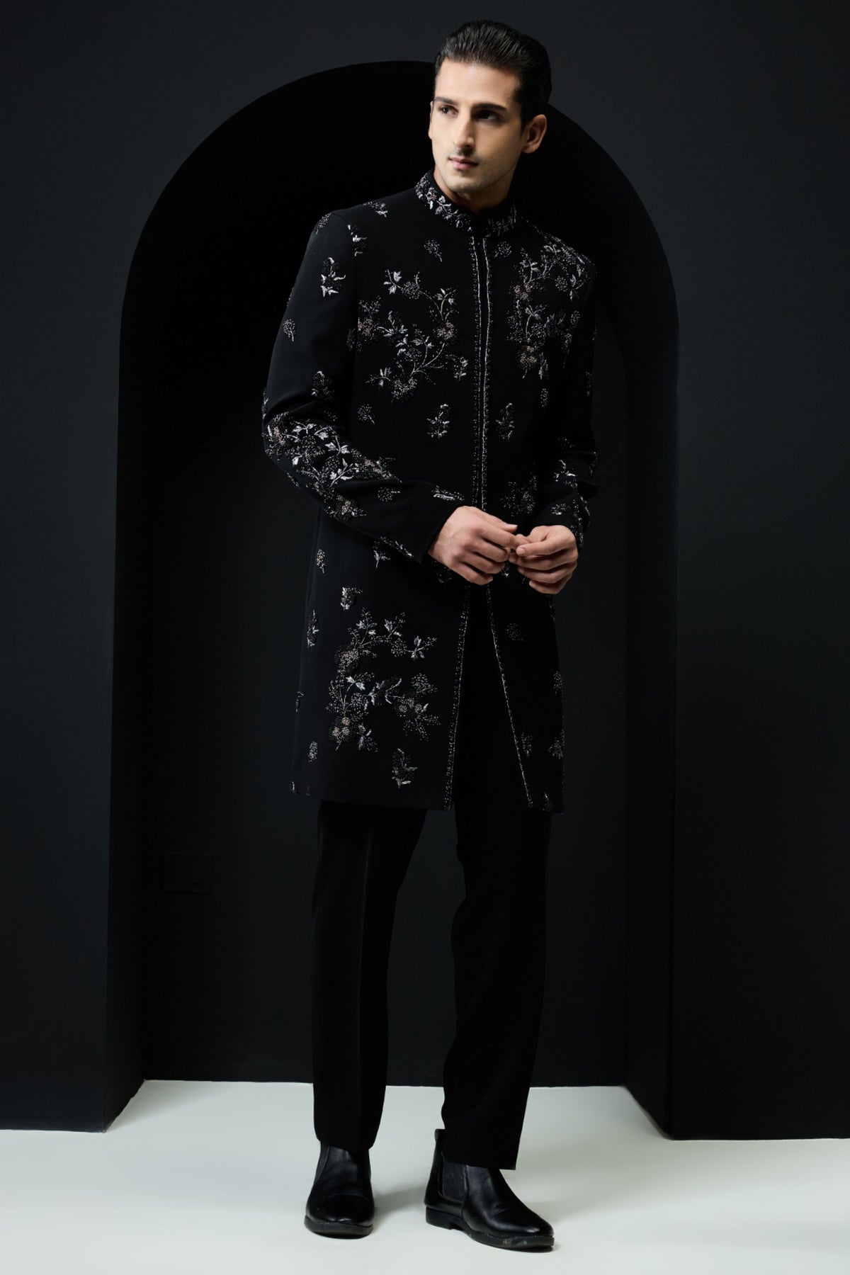 Black Embellishment Jacket Set