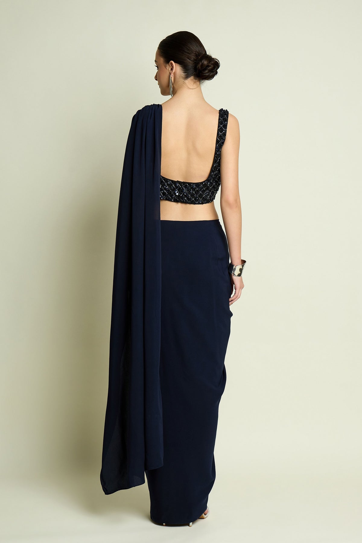 Crystal Draped Saree Set