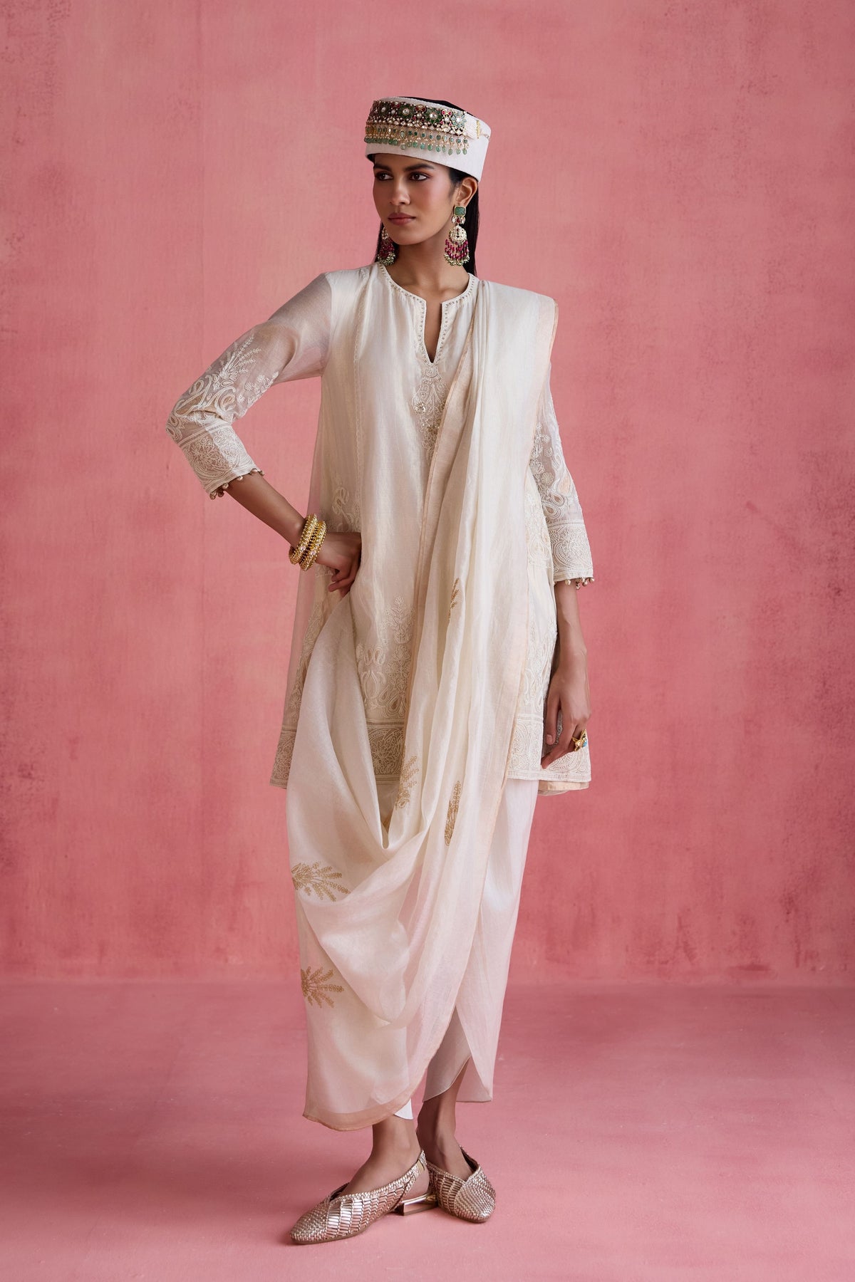 Fiza Ivory Dhoti Set