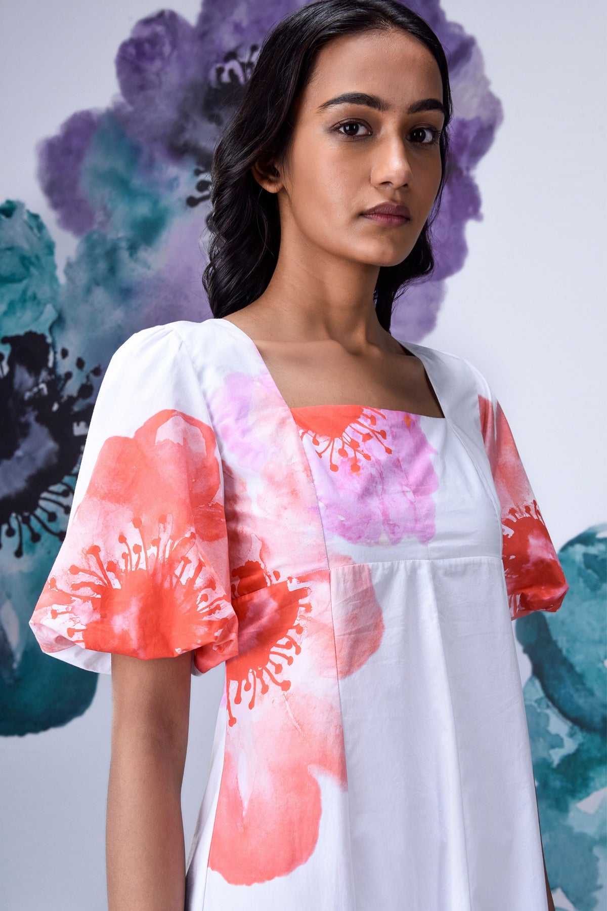 Anemone Flower Dress White Coral
