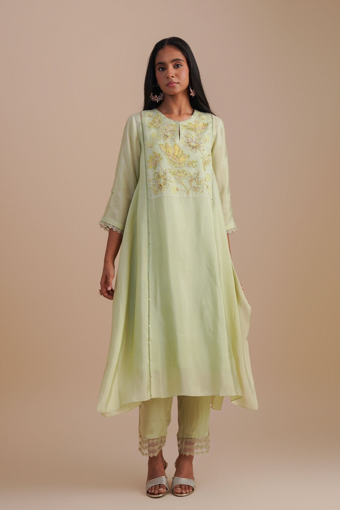 Mist Applique Kurta Set - One Not Two - Elahe