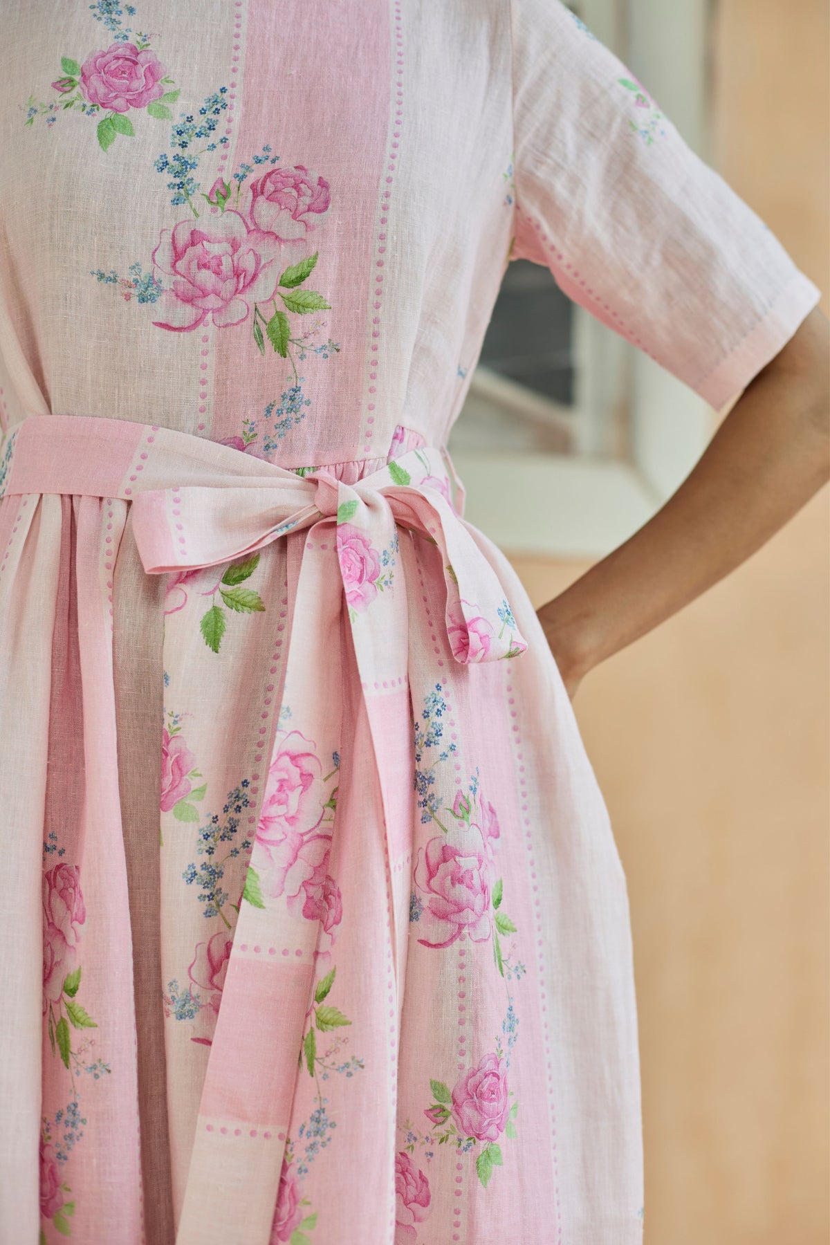 Rose Haze Midi Dress Linen