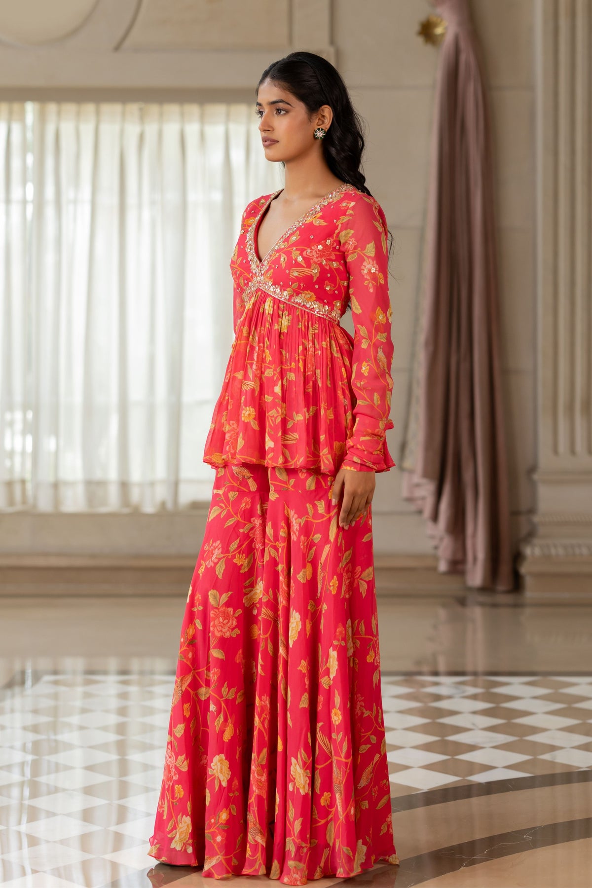 Keeva Red Sharara Set