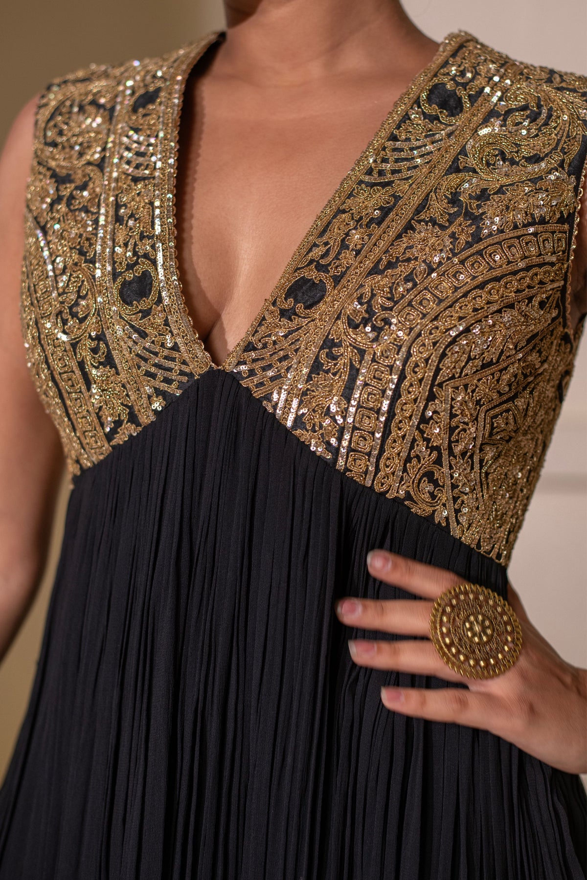 Black  Embellished Sharara Set